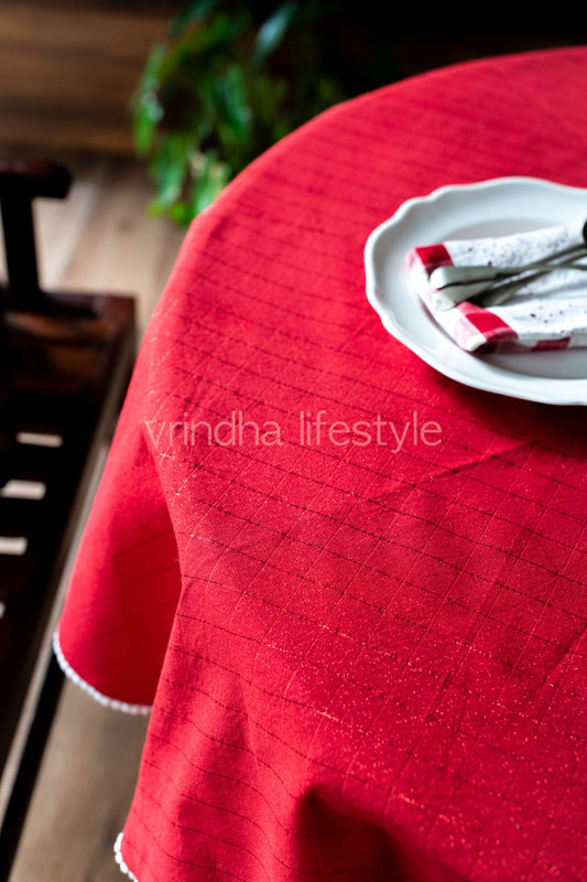 COTTON WOVEN TABLE CLOTH-65 inch Round-4  seater