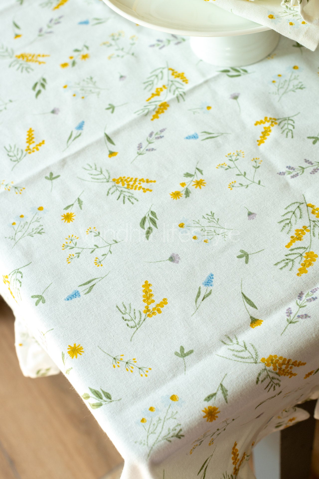 Cotton printed table cover with frill detailing-coffee table