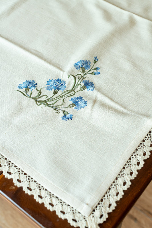 COTTON TABLE CLOTH with embroidery -Square -coffee table cover-customisable