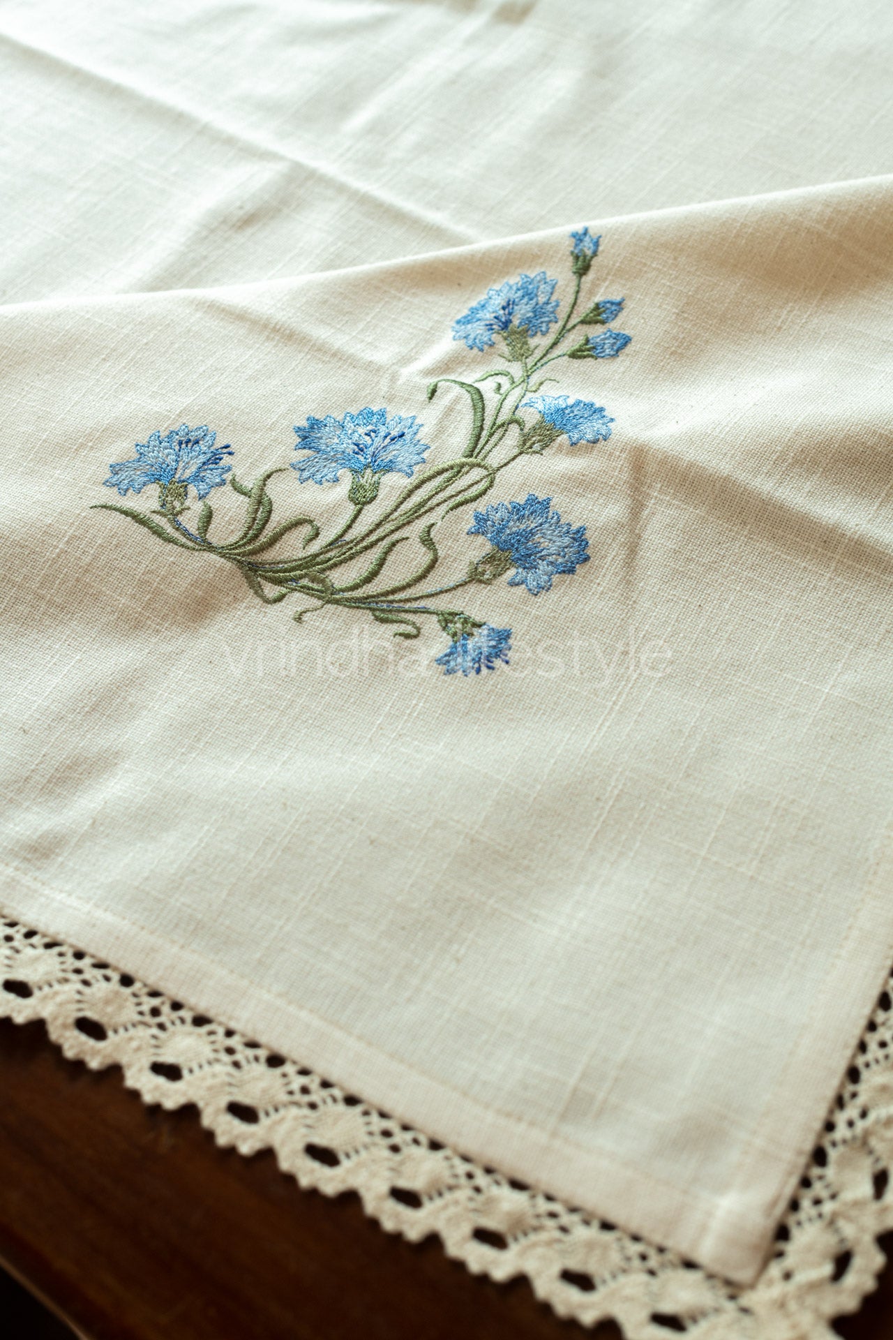 COTTON TABLE CLOTH with embroidery -Square -coffee table cover-customisable