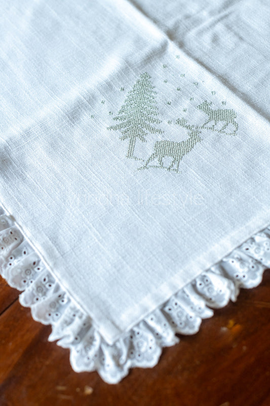 COTTON TABLE CLOTH with embroidery -Square -coffee table cover-customisable