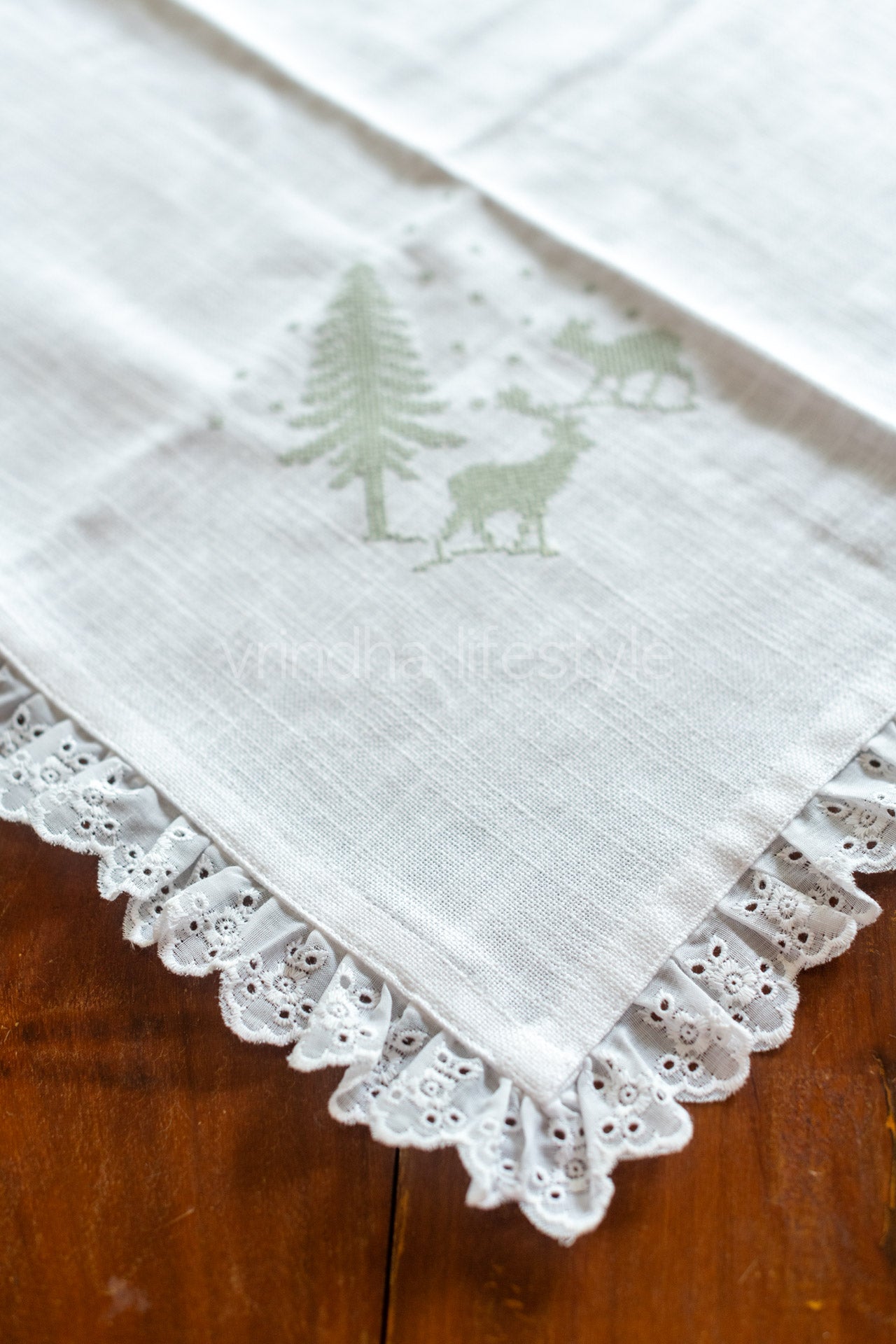 COTTON TABLE CLOTH with embroidery -Square -coffee table cover-customisable
