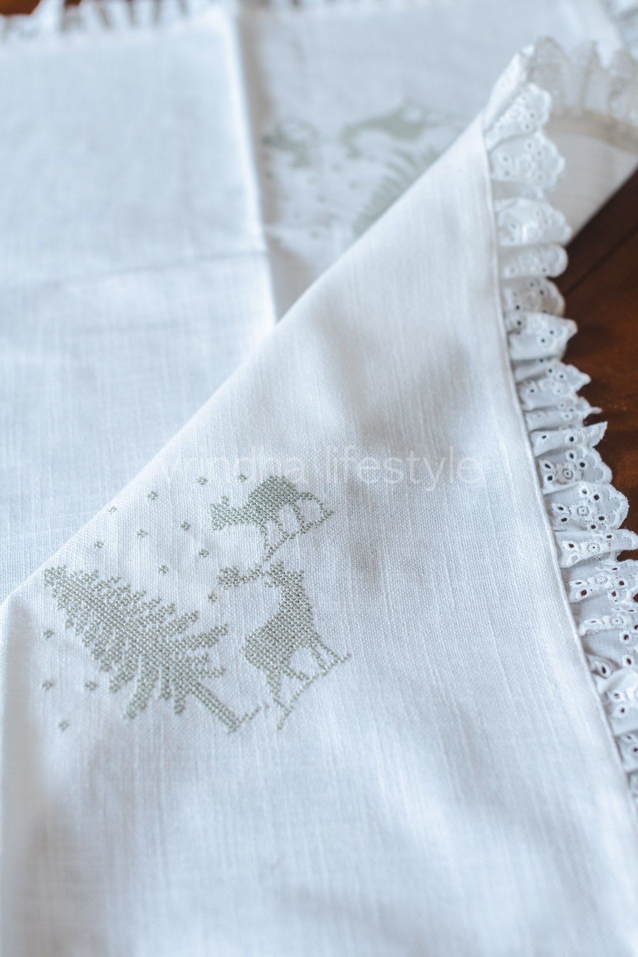 COTTON TABLE CLOTH with embroidery -Square -coffee table cover-customisable