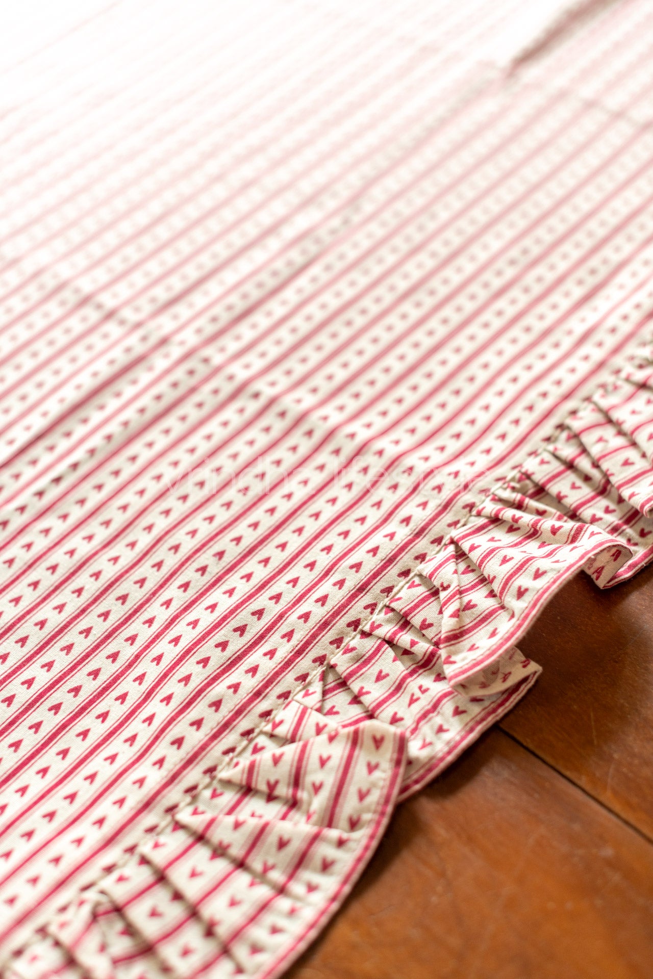 Cotton printed table cover with frill detailing-coffee table