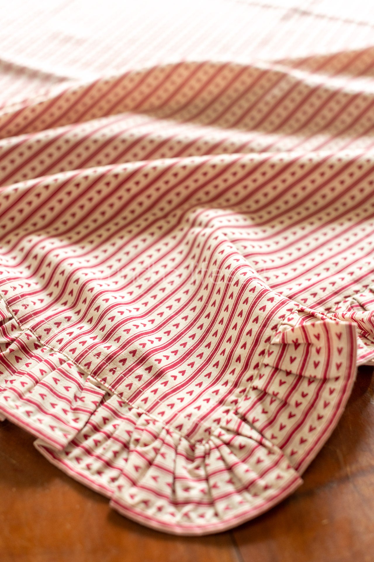 Cotton printed table cover with frill detailing-coffee table