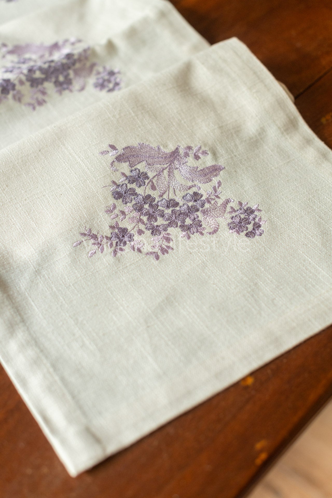 Cotton table runner with embroidery -13x48 inches-customisable