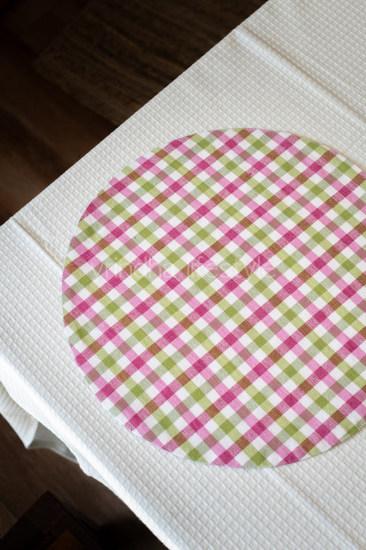 ROUND COTTON PLACEMATs ,reversible-16 inches-Set of 2