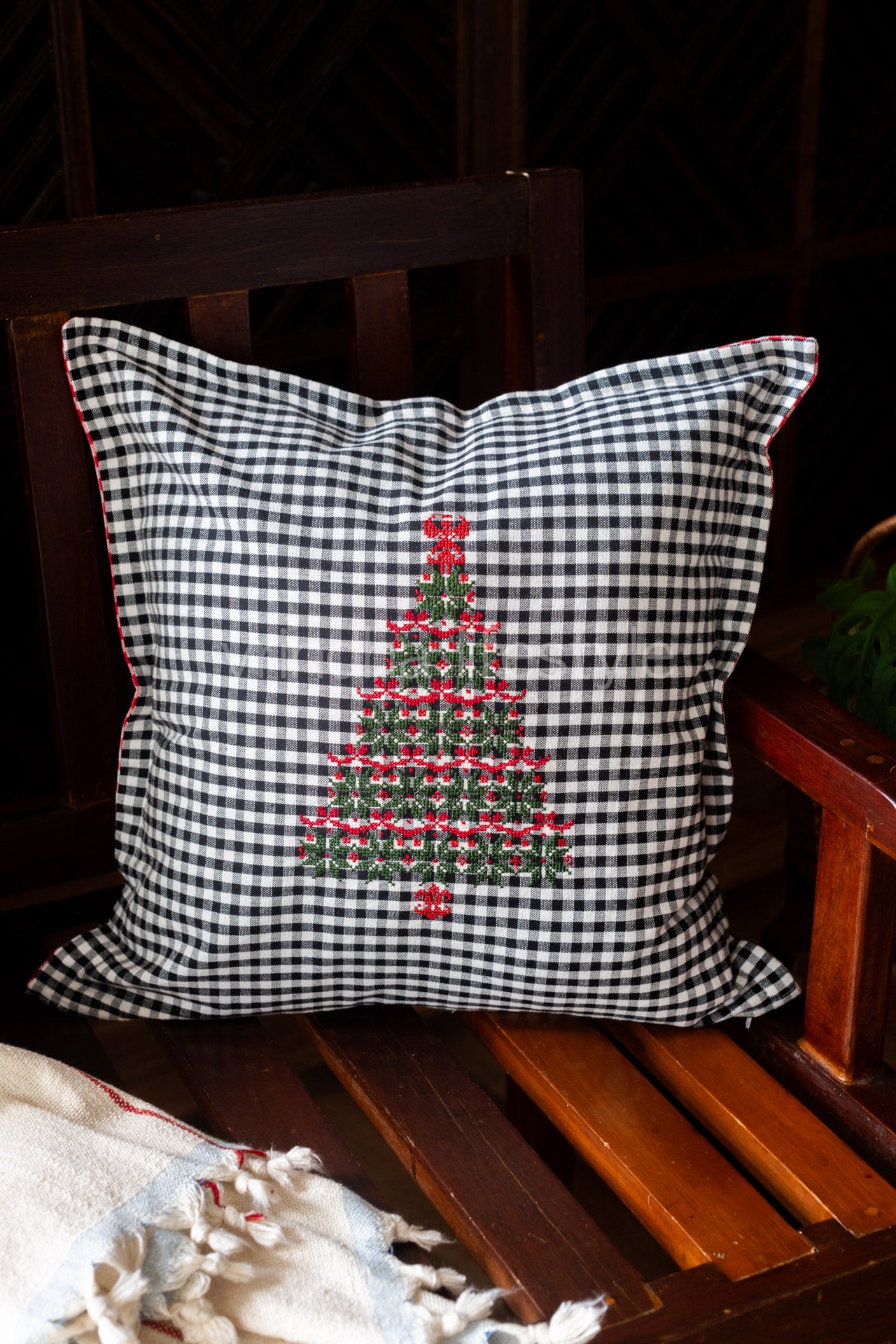 Cotton cushion cover with cross stitch embroidery,reversible  -Single unit- 16x16 inches( Customisable)