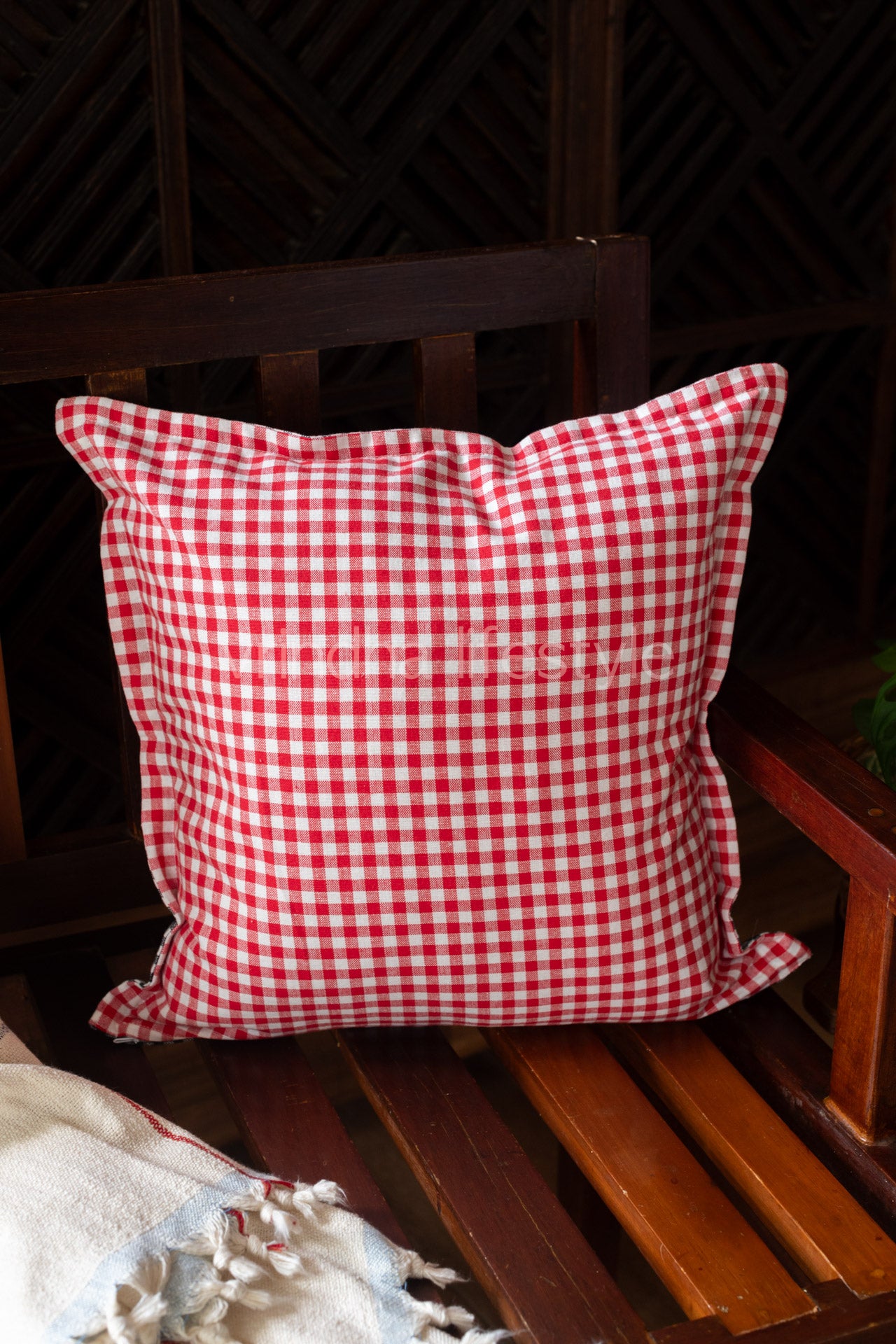 Cotton cushion cover with cross stitch embroidery,reversible  -Single unit- 16x16 inches( Customisable)