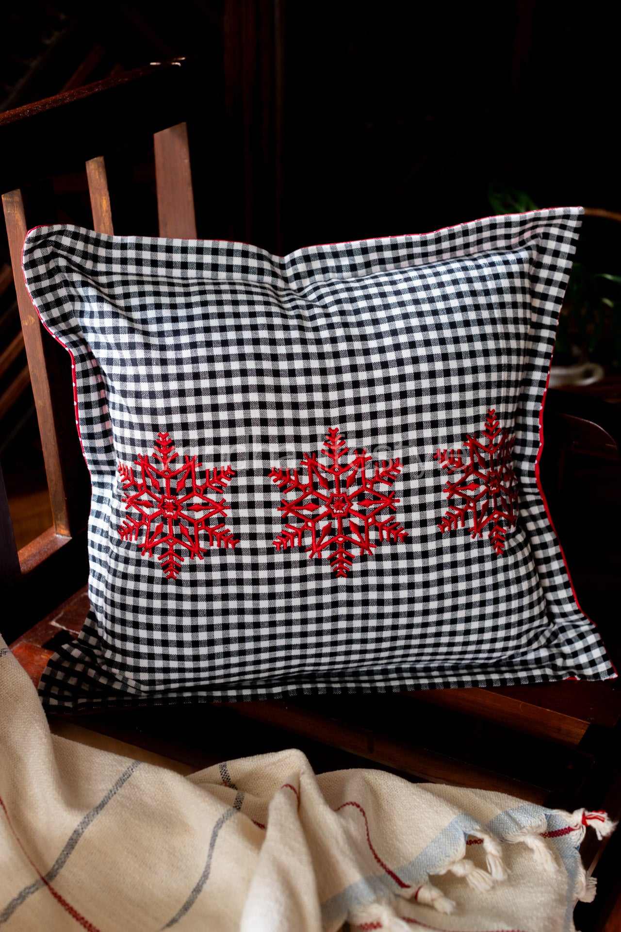 Cotton cushion cover with  embroidery,reversible -Single unit- 16x16 inches( Customisable)