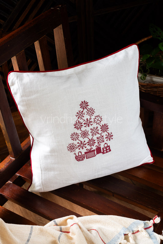 Cotton cushion cover with cross stitch embroidery -Single unit- 16x16 inches( Customisable