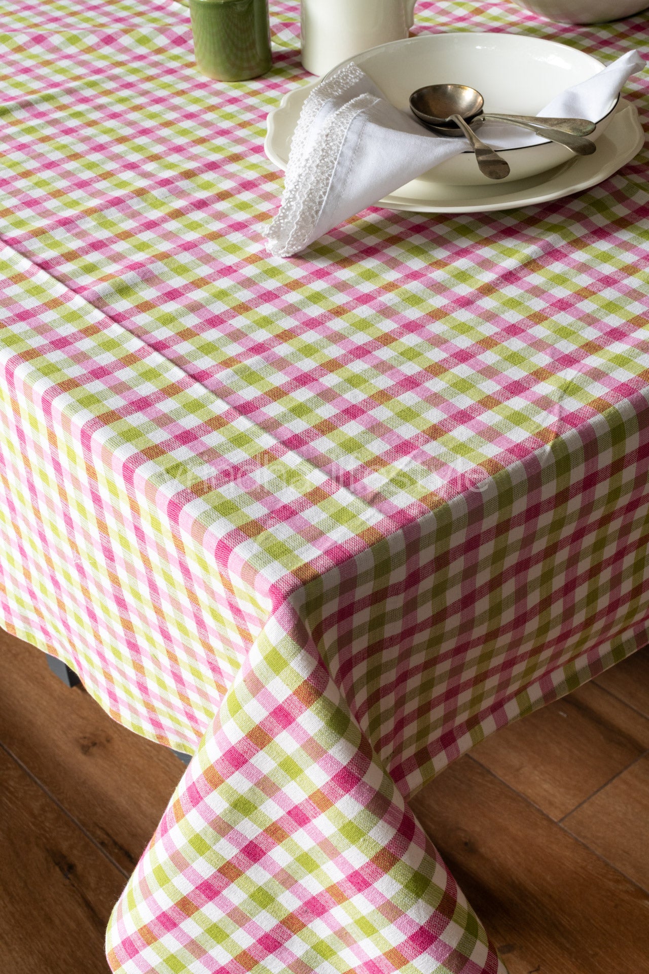 PASTEL GINGHAM TABLE CLOTH-6 to 8 seater,Customisable