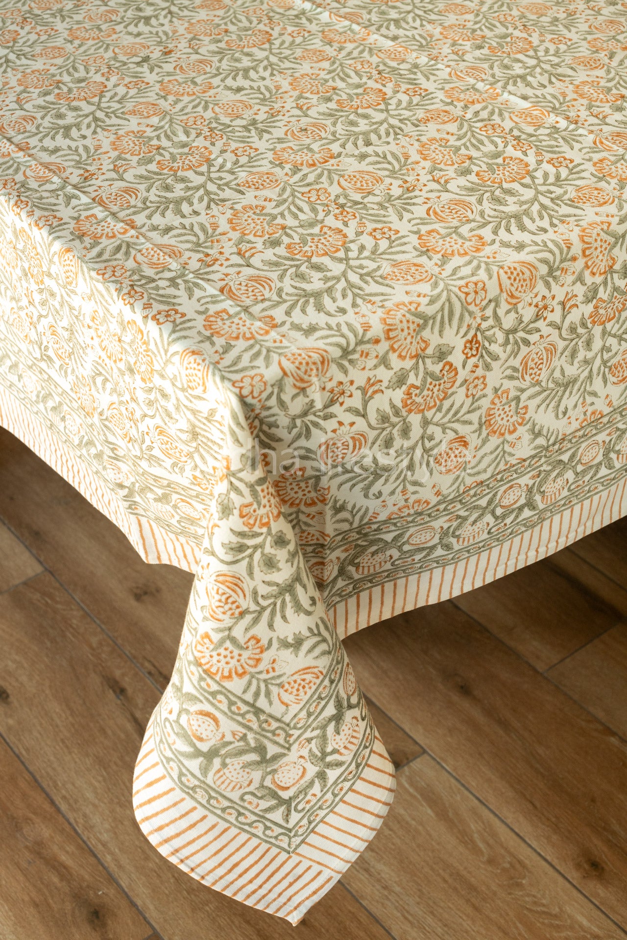Hand block printed table cloth 6 seater-canvas fabric