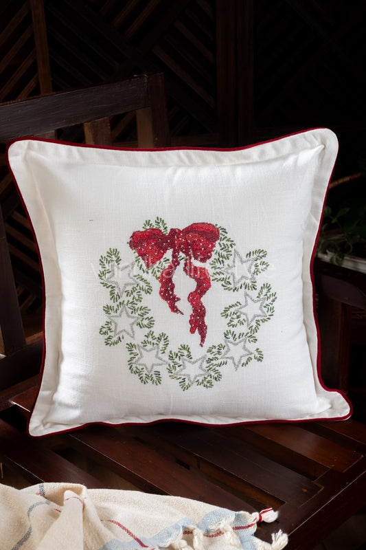 COTTON CUSHION COVER with embroidery and piping - -Single unit-customisable