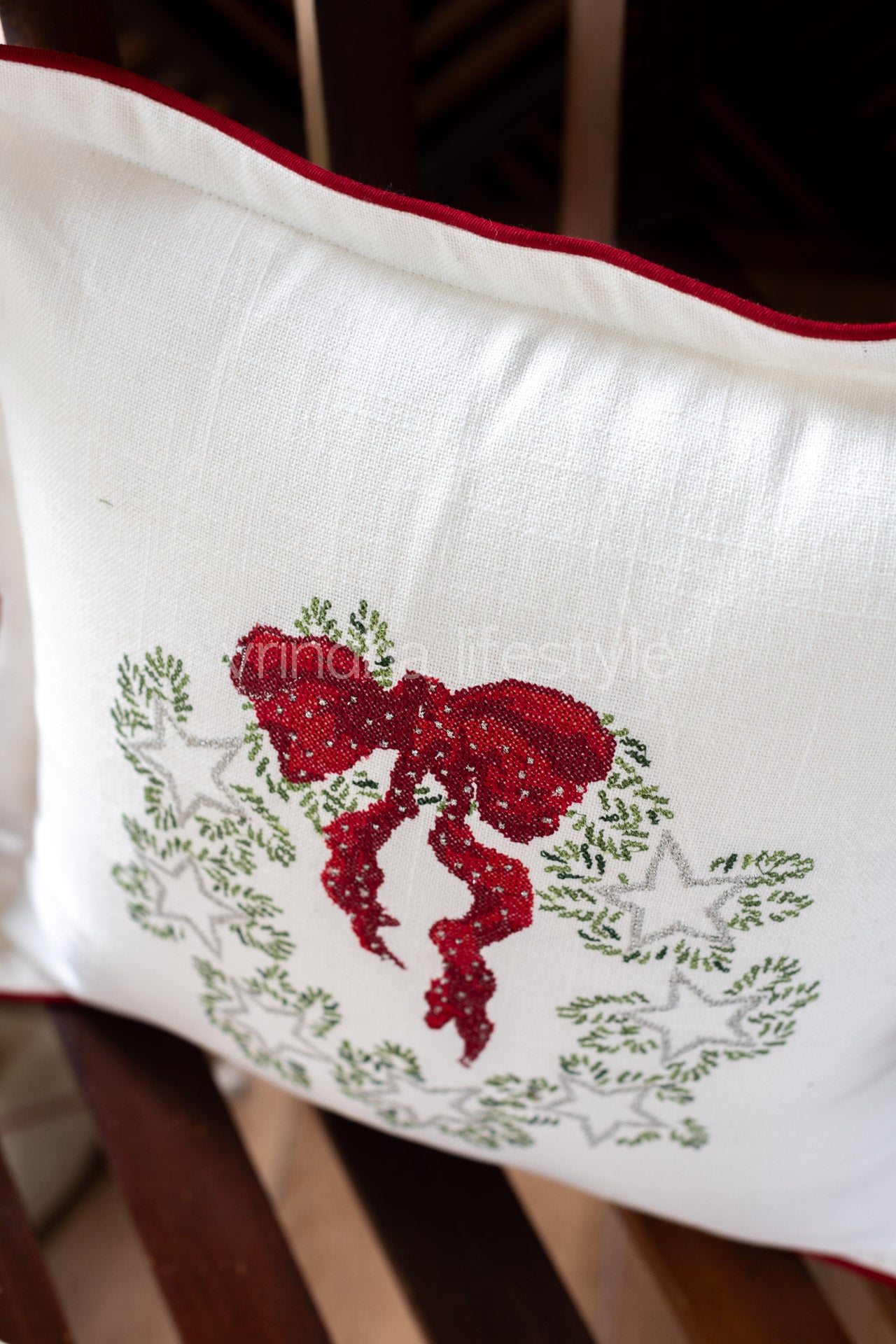 COTTON CUSHION COVER with embroidery and piping - -Single unit-customisable