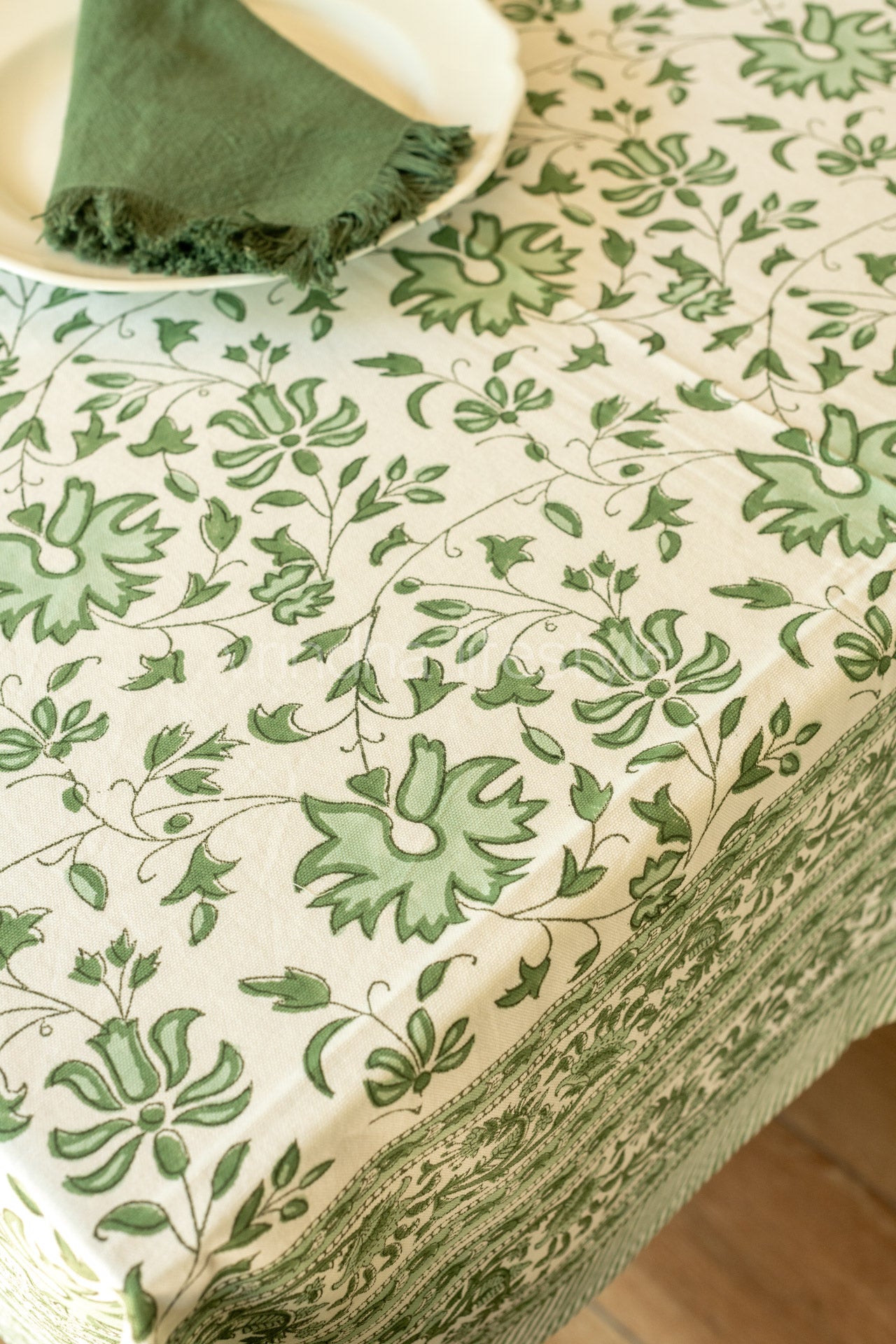 Hand block printed table cloth 8seater-canvas fabric