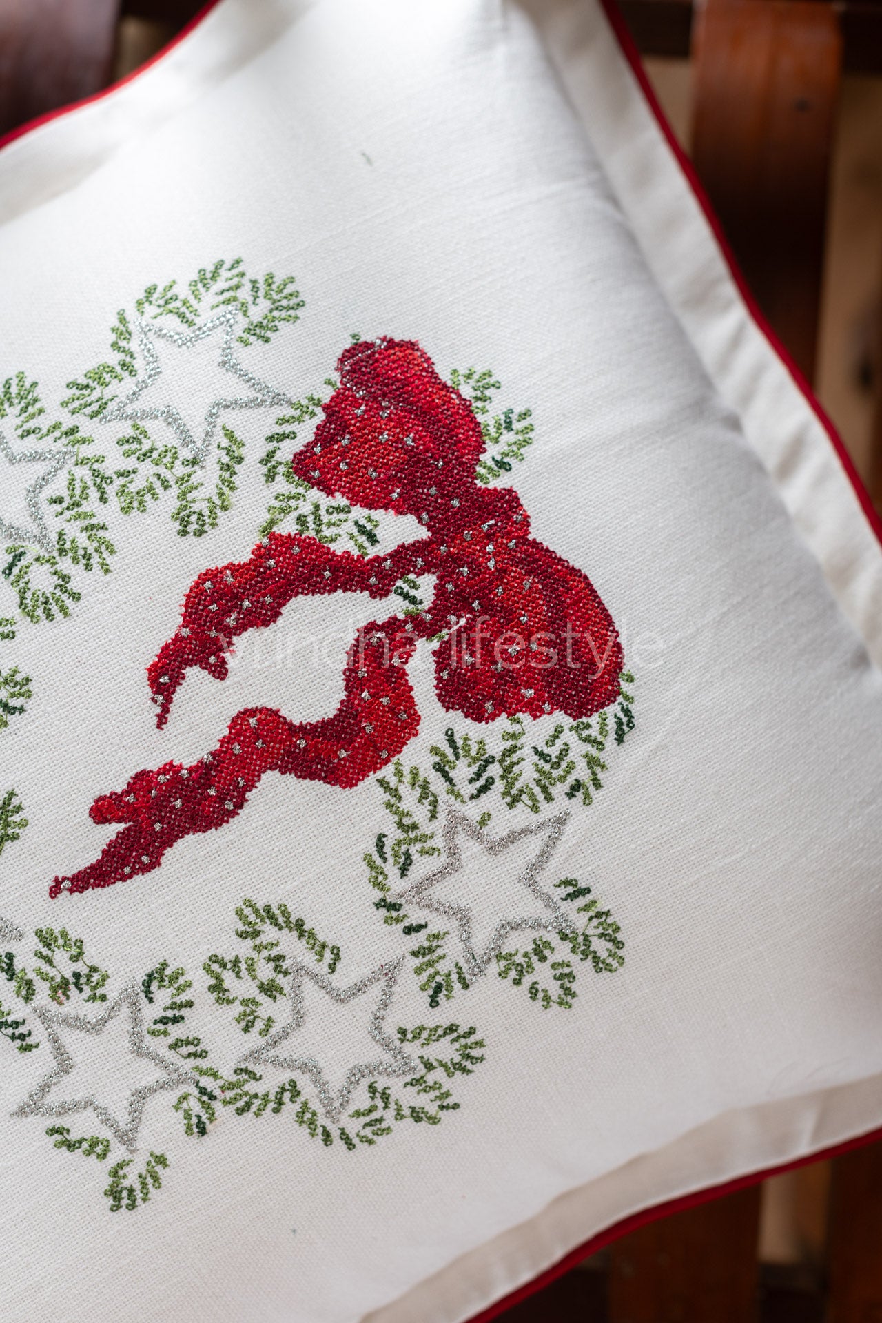 COTTON CUSHION COVER with embroidery and piping - -Single unit-customisable