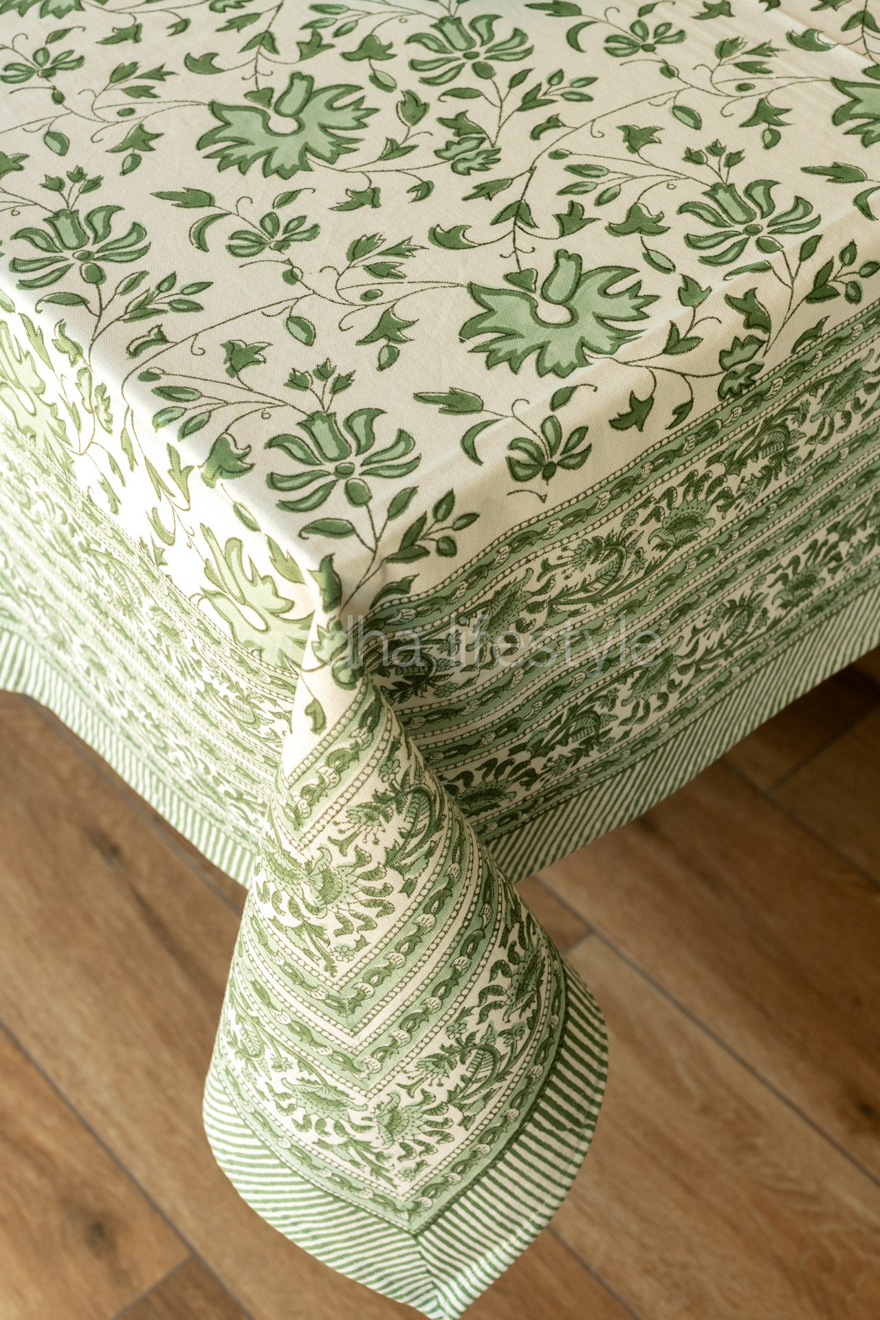 Hand block printed table cloth 8seater-canvas fabric