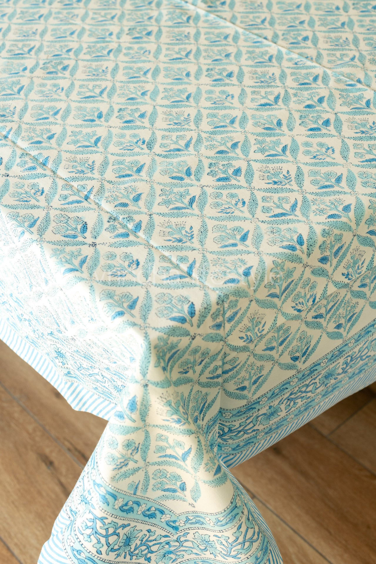 Hand block printed table cloth 6 seater-canvas fabric