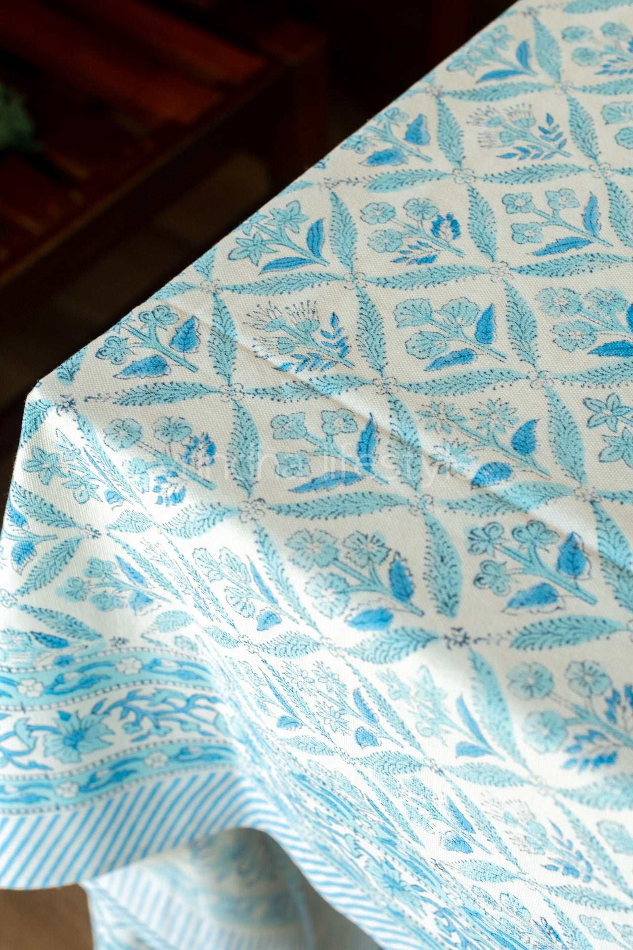 Hand block printed table cloth 6 seater-canvas fabric