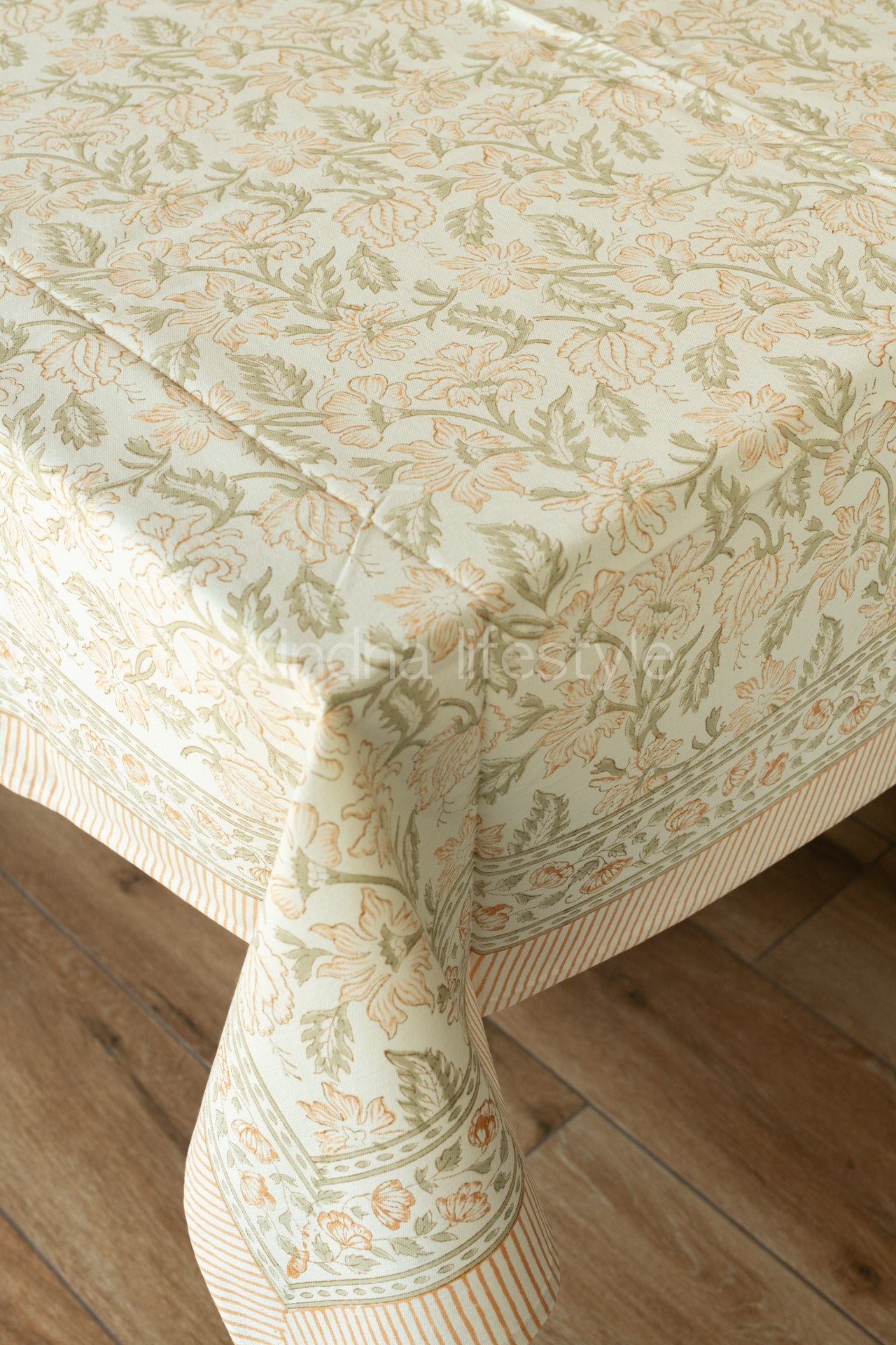 Hand block printed table cloth 8 seater-canvas fabric