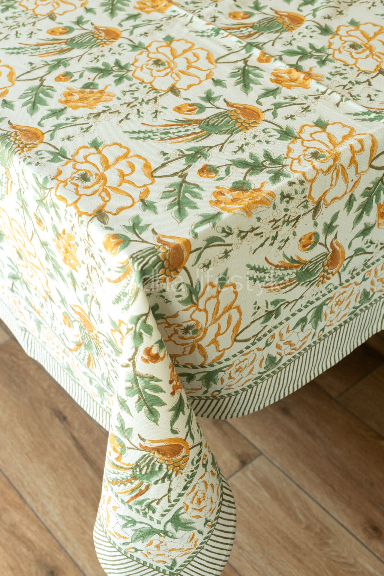 Hand block printed table cloth 8 seater-canvas fabric