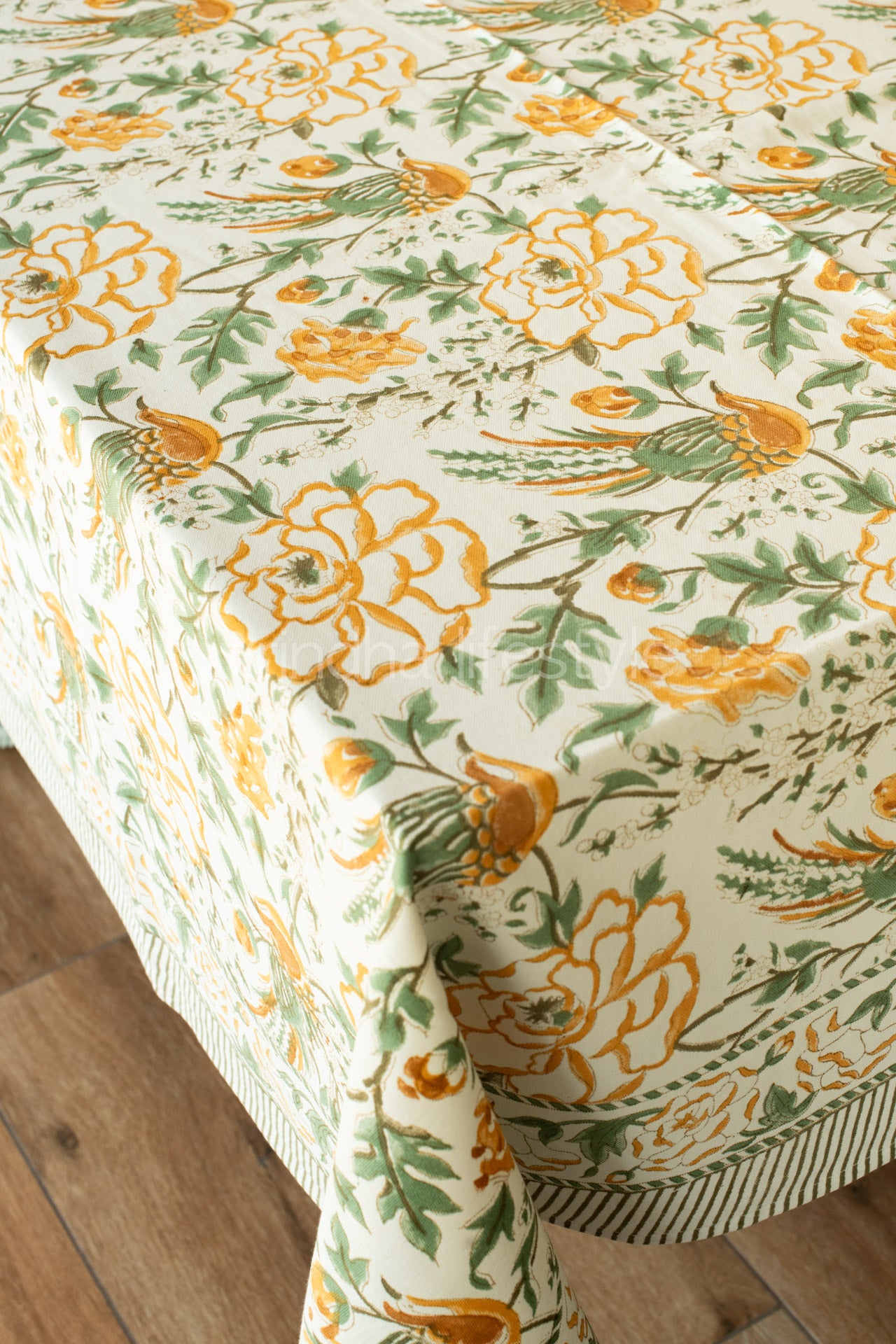 Hand block printed table cloth 8 seater-canvas fabric