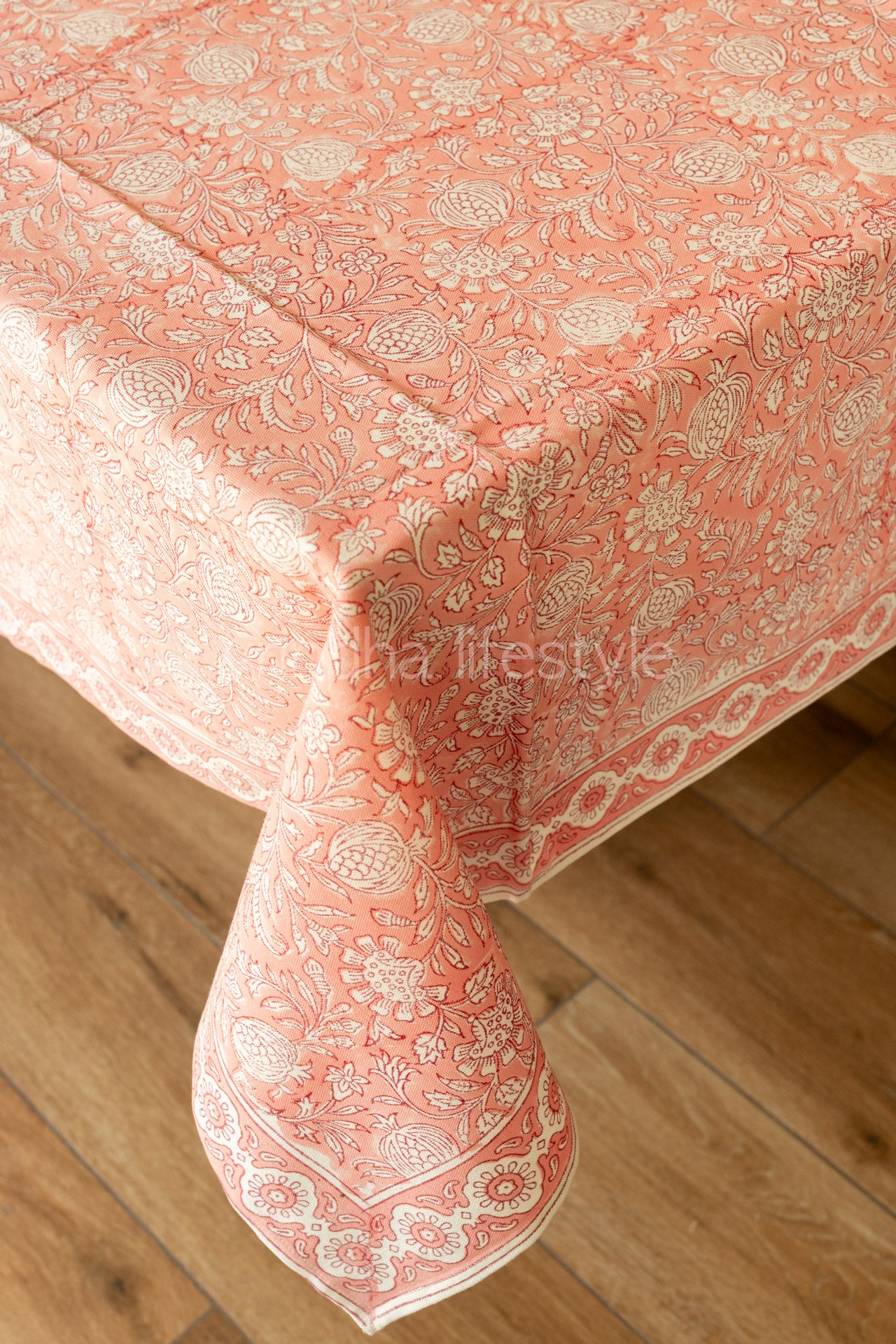 Hand block printed table cloth 8 seater-canvas fabric