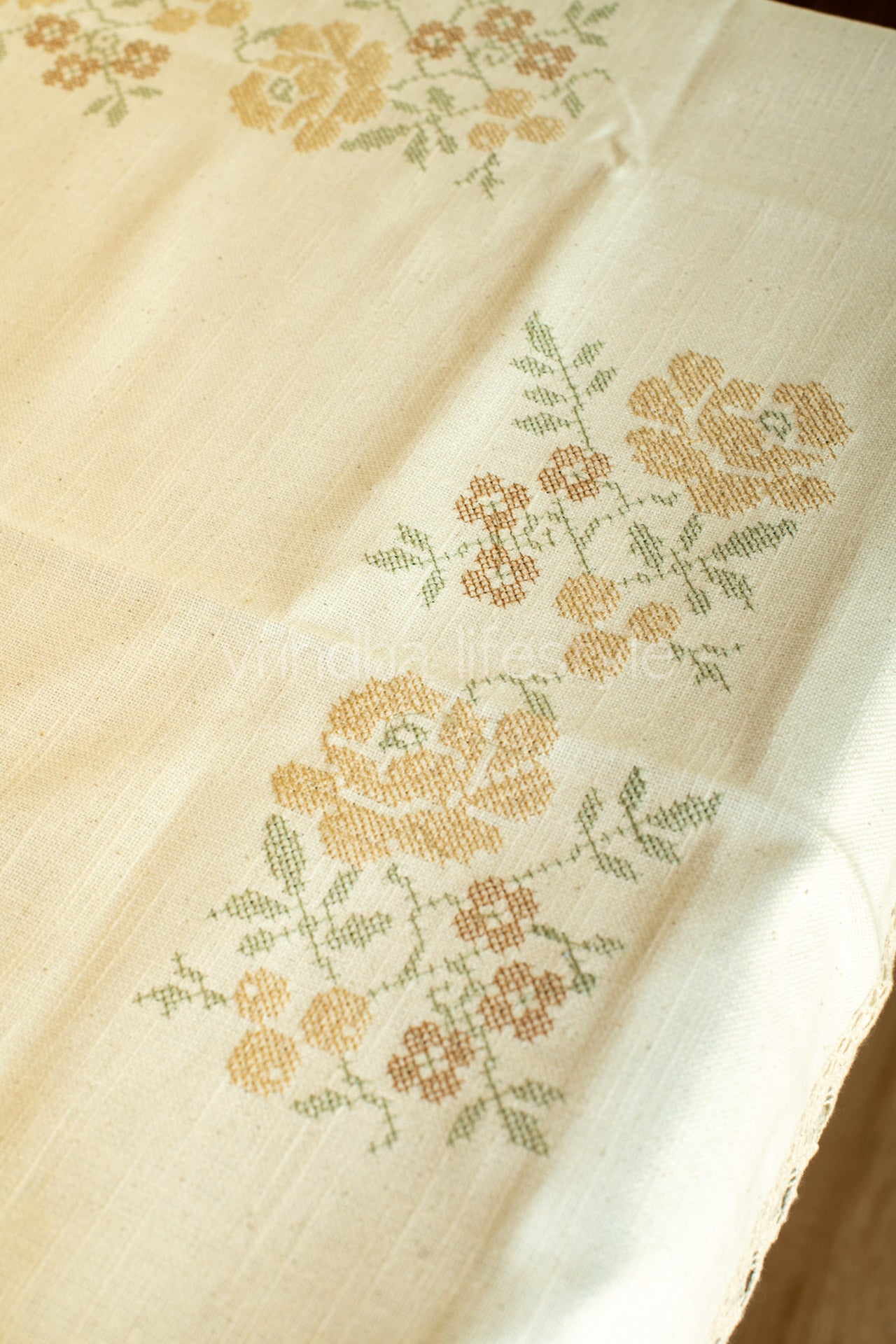COTTON TABLE CLOTH with cross stitch embroidery -Square -coffee table cover-customisable