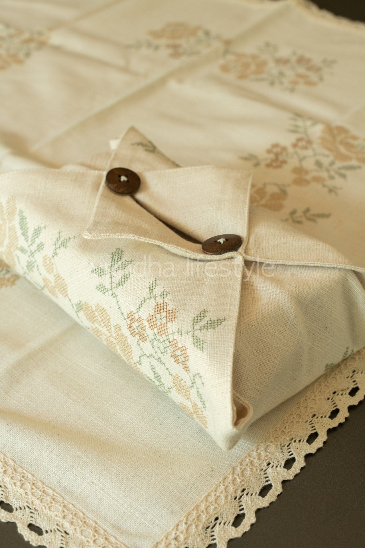 FABRIC TISSUE BOX COVER with cross stitch embroidery -Single Unit