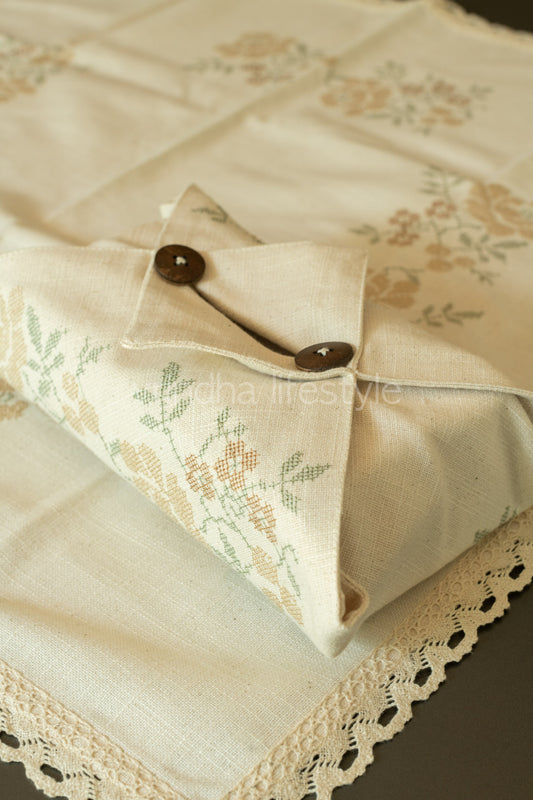 FABRIC TISSUE BOX COVER with cross stitch embroidery -Single Unit