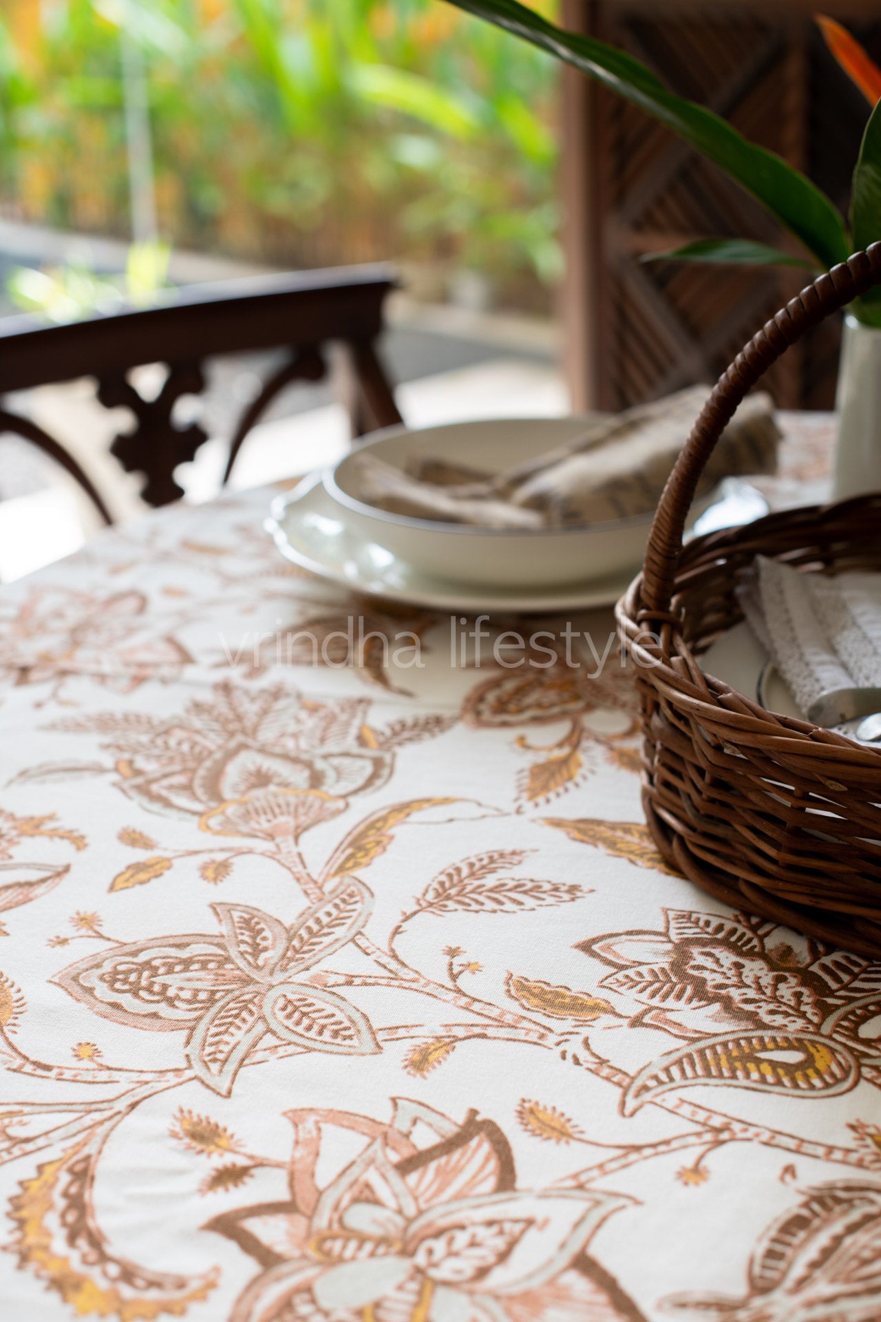 COTTON PRINTED TABLE CLOTH-60 inch Round-4 seater