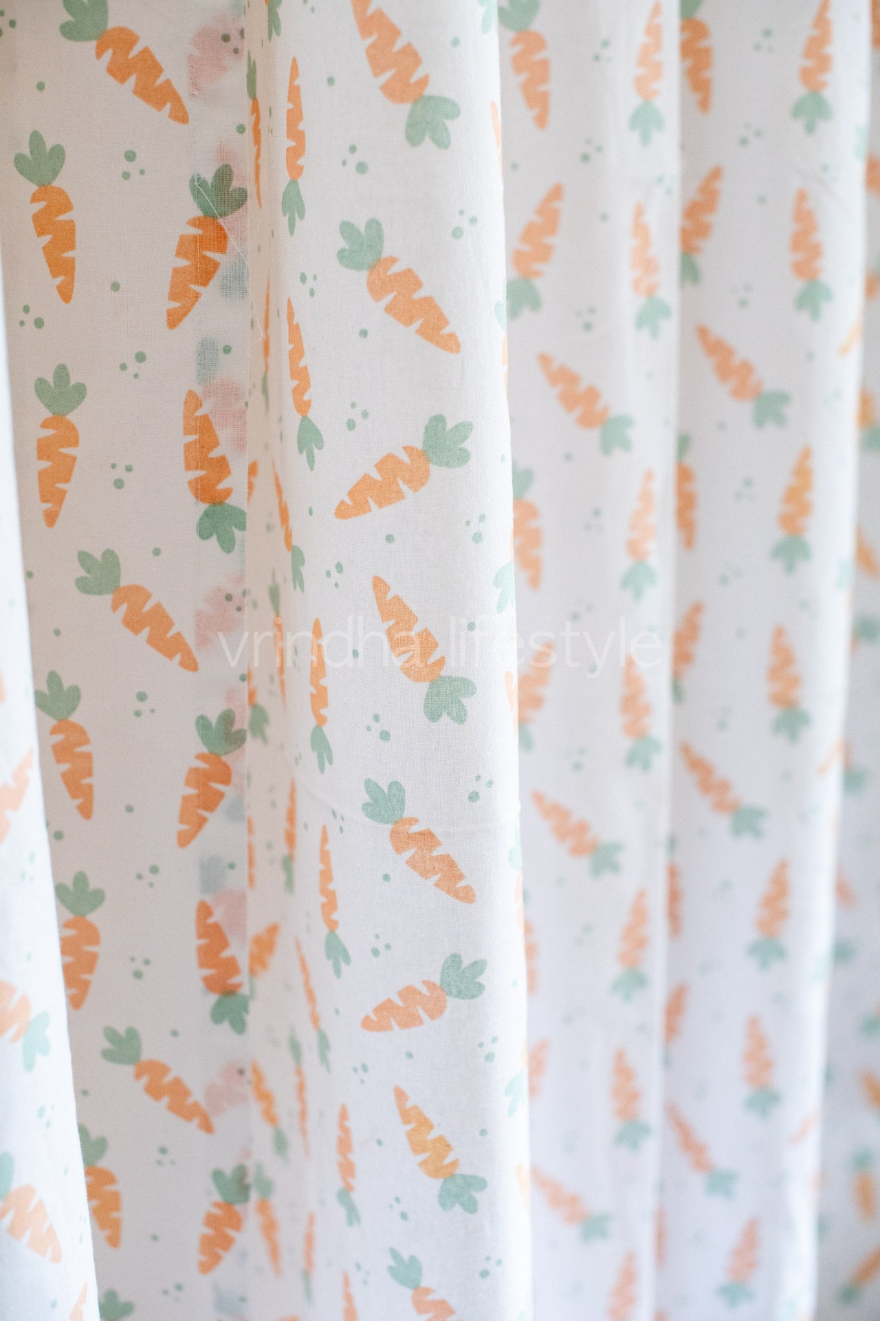 PRINTED COTTON CURTAIN with pompom-Rod pocket curtain -7.5 Feet-Single unit-(customisable )KIDS COLLECTION