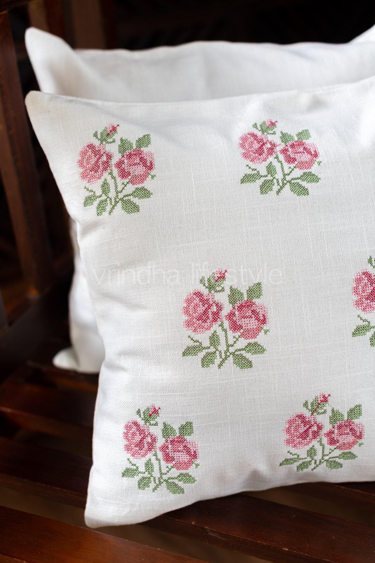 Cotton cushion cover with embroidery -Single unit- 16x16 inches( Customisable)