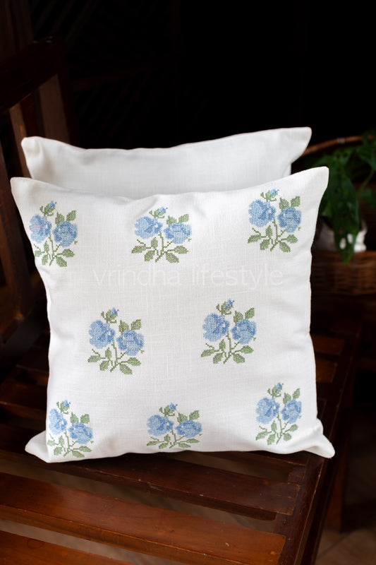 Cotton cushion cover with embroidery -Single unit- 16x16 inches( Customisable)