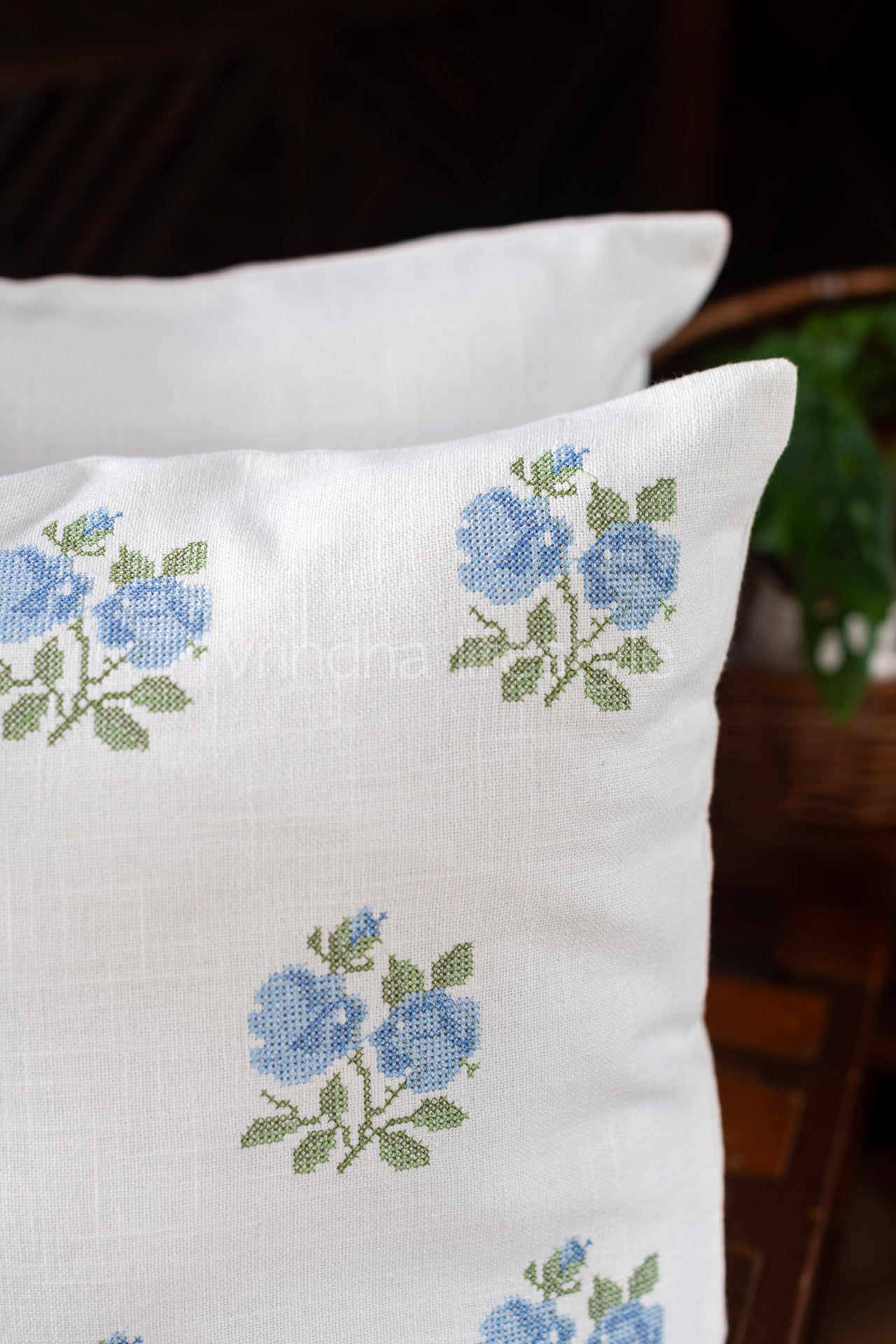 Cotton cushion cover with embroidery -Single unit- 16x16 inches( Customisable)