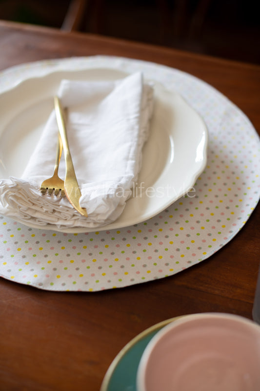 ROUND COTTON PLACEMATS ,reversible-16 inches-Set of 2