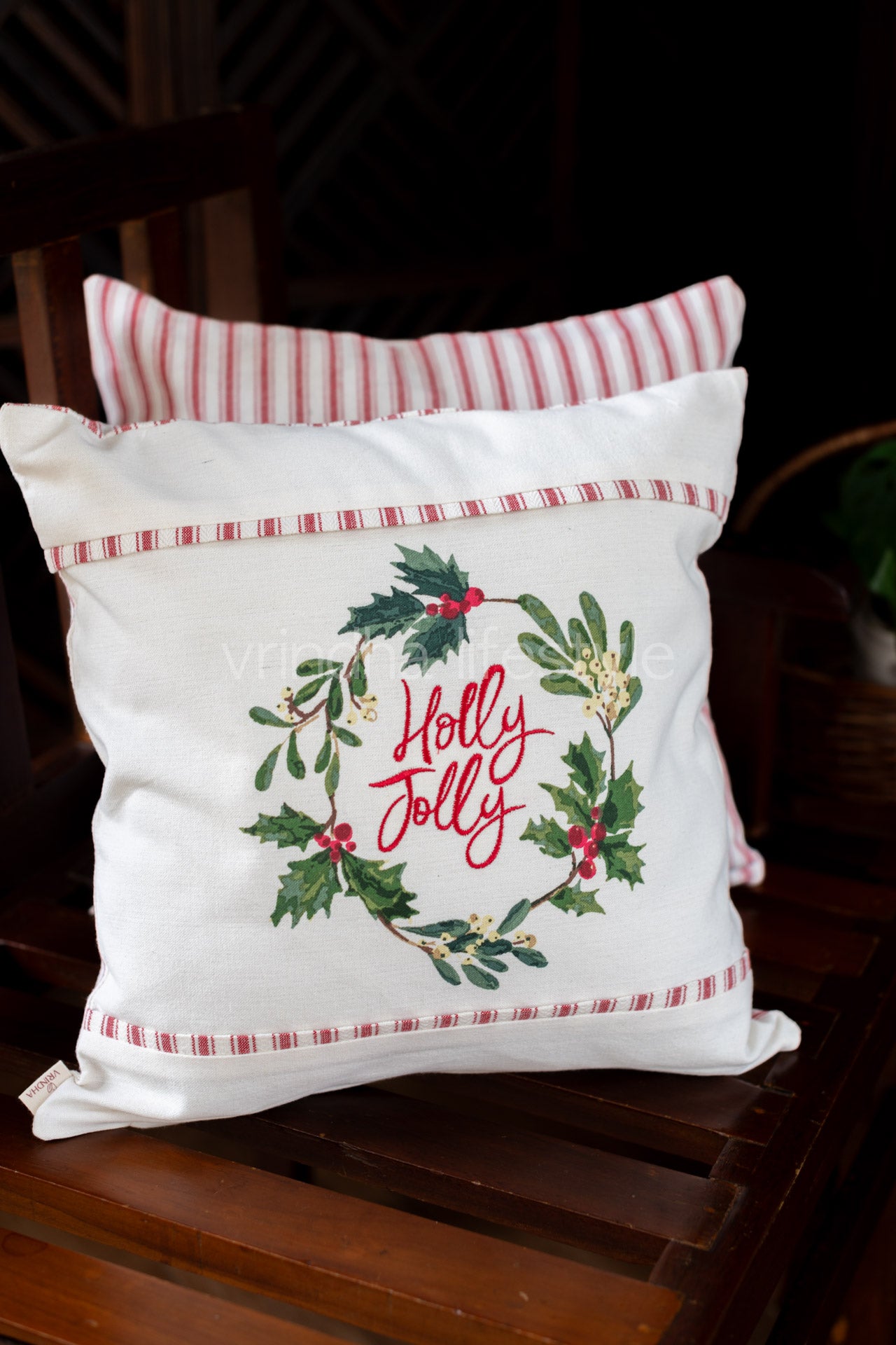 Cotton cushion cover with  embroidery,reversible -Single unit- 16x16 inches