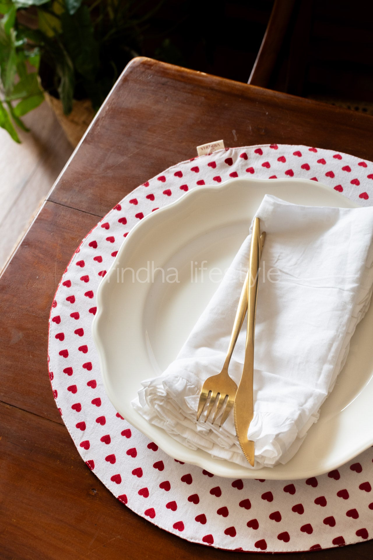 ROUND COTTON PLACEMATs ,reversible-16 inches-Set of 2