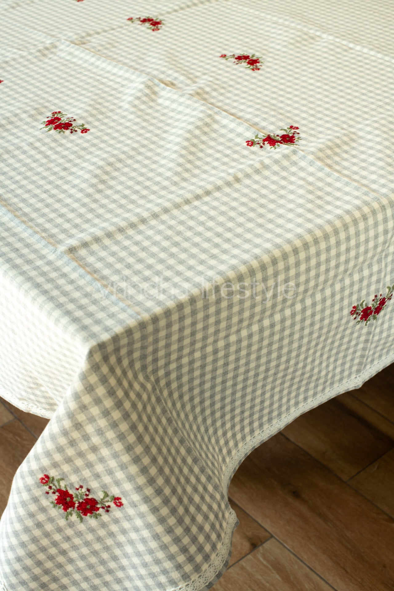 TABLE CLOTH with cross stitch embroidery -6 seater-customisable