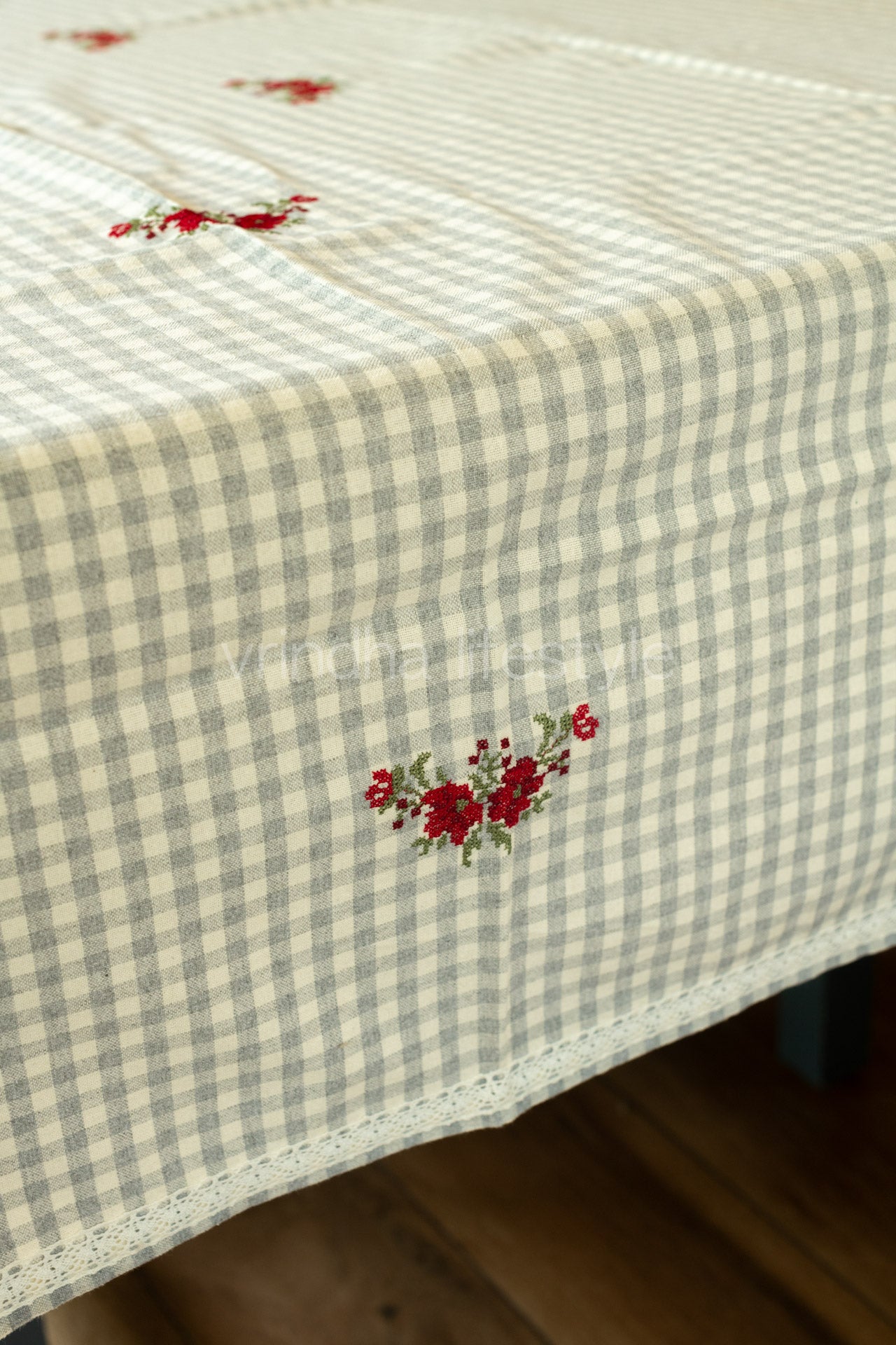 TABLE CLOTH with cross stitch embroidery -6 seater-customisable