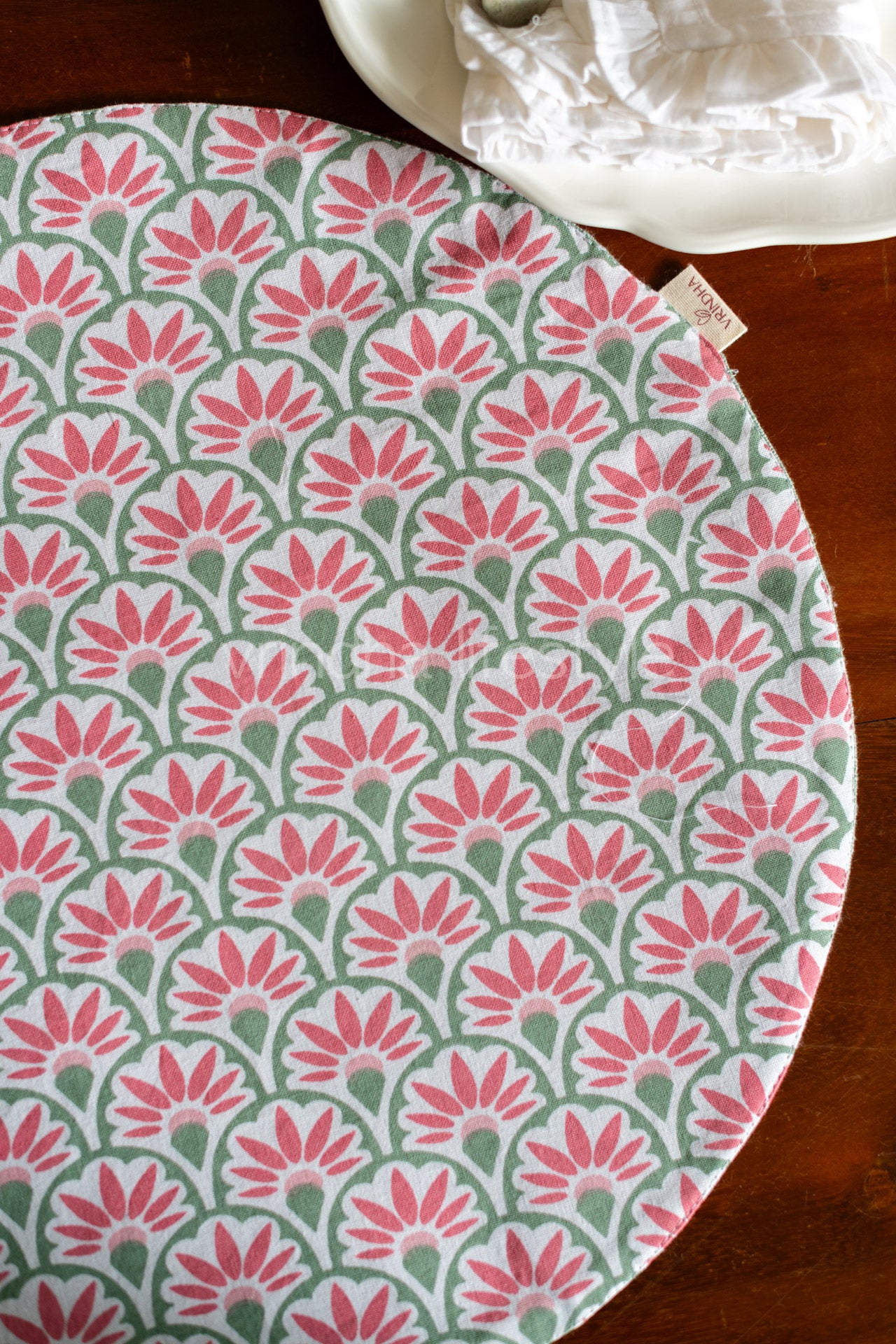 ROUND COTTON PLACEMATs ,reversible-16 inches-Set of 2