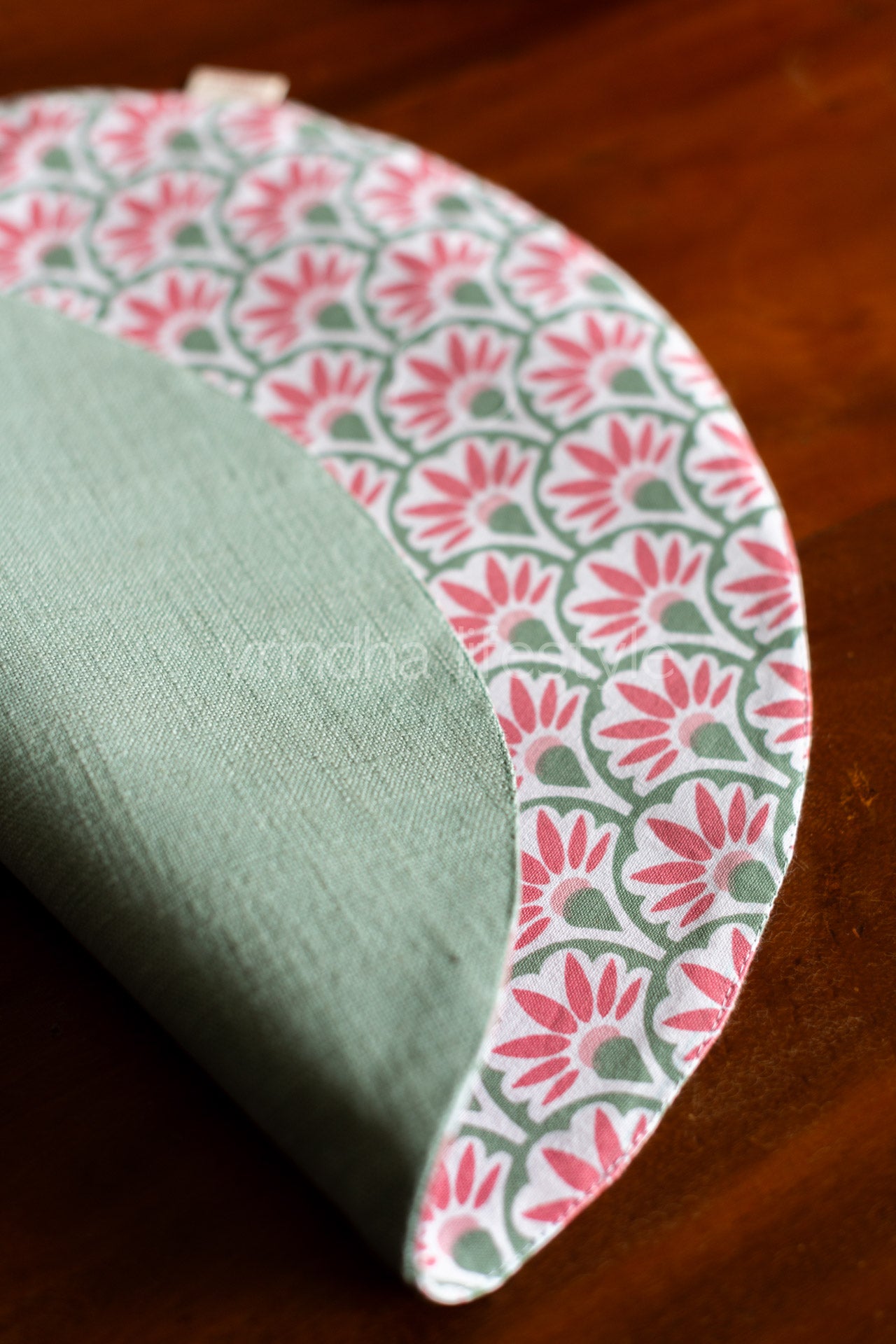 ROUND COTTON PLACEMATs ,reversible-16 inches-Set of 2