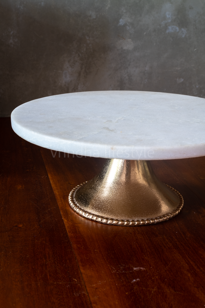 Round Marble And Wood Cake Stand – Le Home Decor