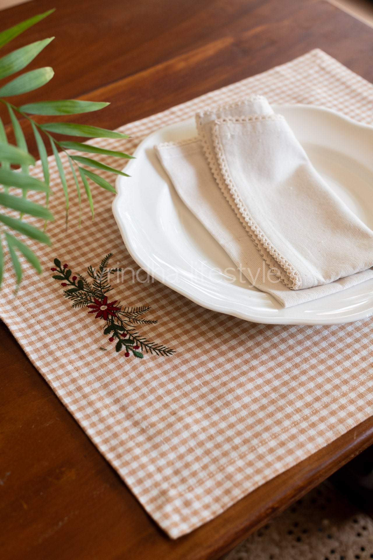 Cotton place mat with embroidery -Single Unit- customisable