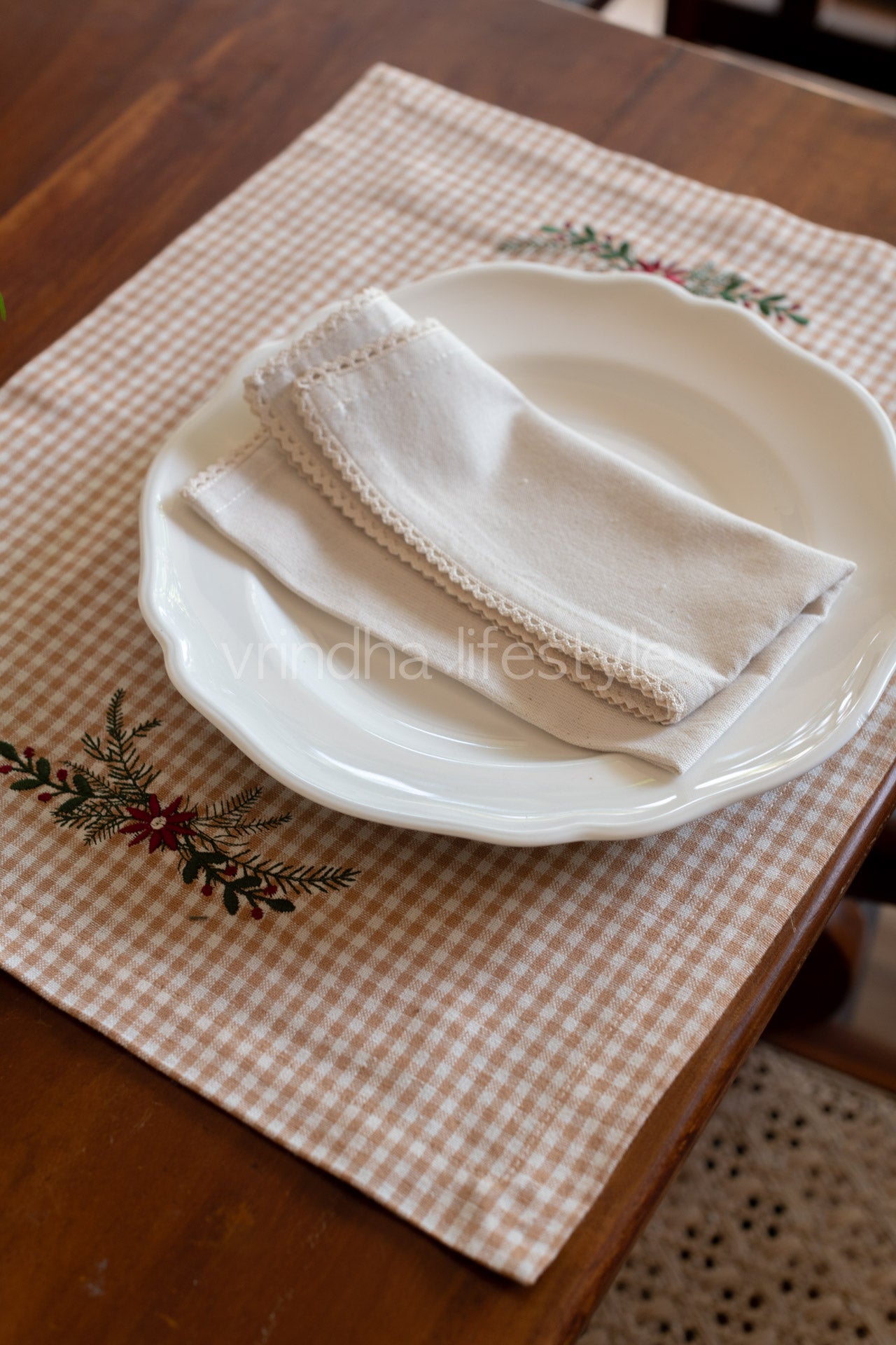 Cotton place mat with embroidery -Single Unit- customisable