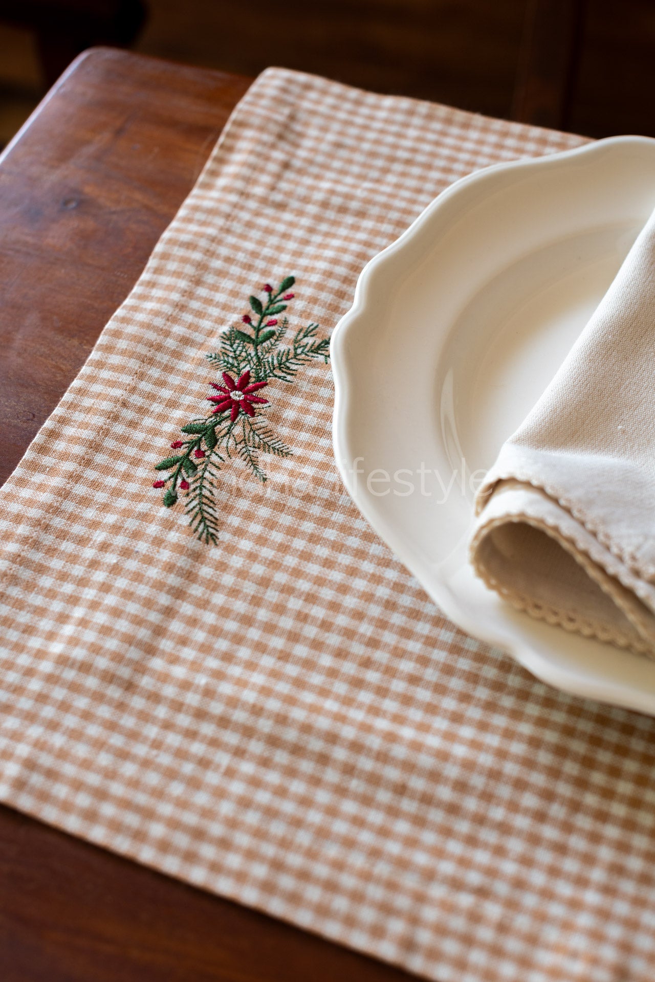 Cotton place mat with embroidery -Single Unit- customisable