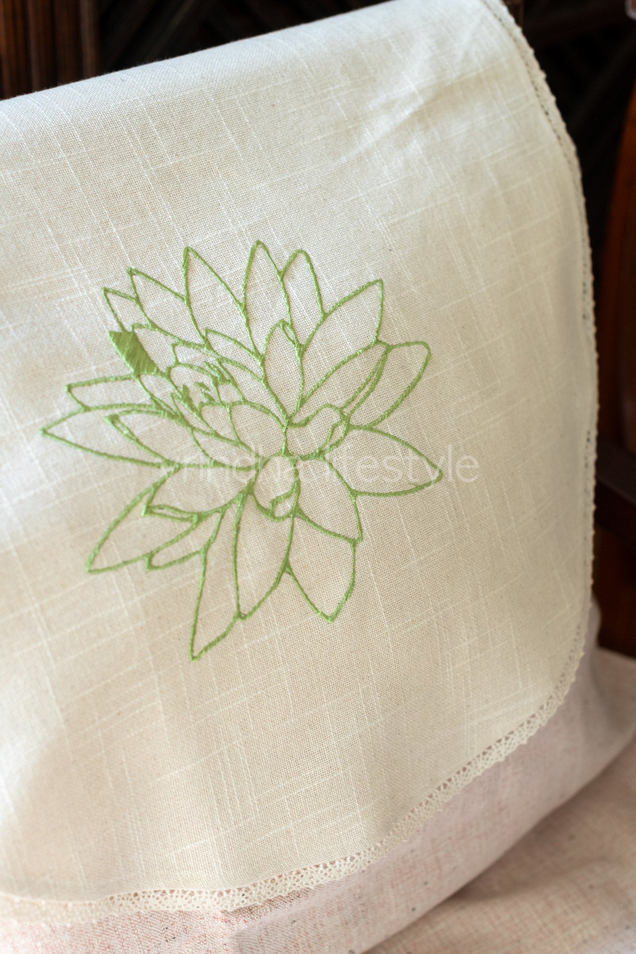 SOFA BACK COVER-with embroidery and lace detailing -Set of 5