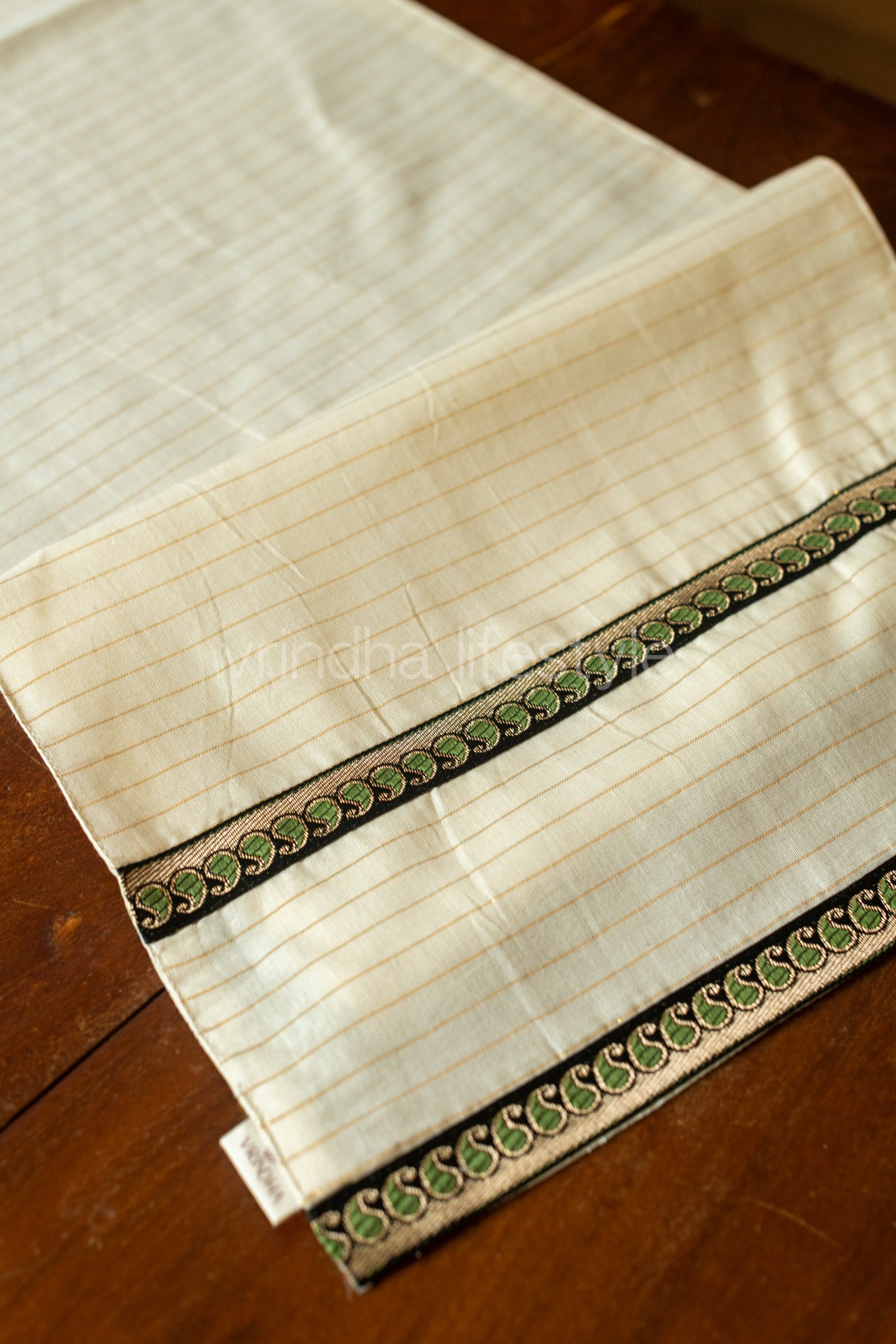 Cotton lurex table runner -13x44-coffee table runner