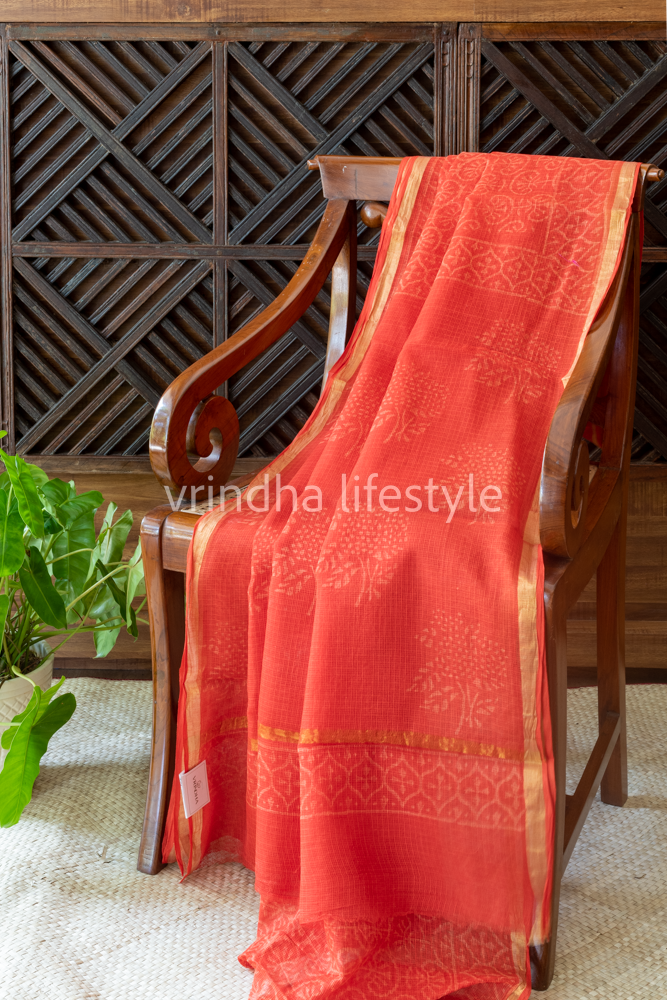 HAND BLOCK PRINTED KOTA DORIYA SAREE